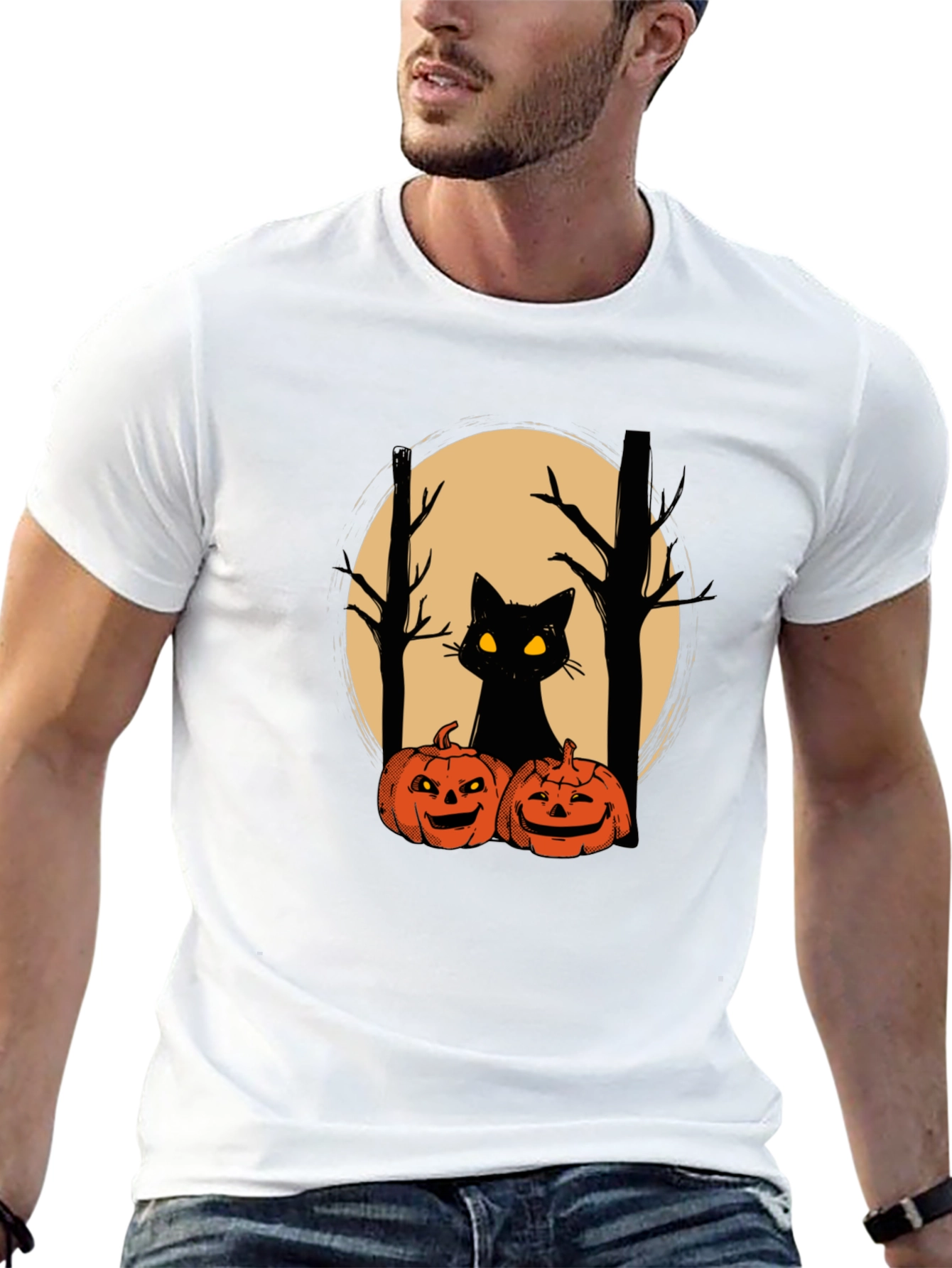 Halloween Black Cat Pumpkin T-Shirt