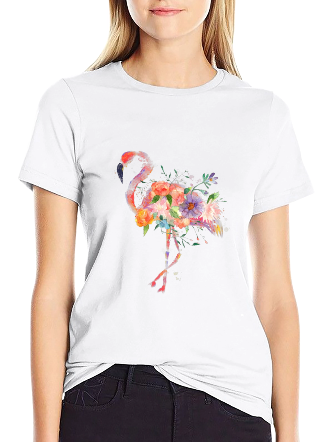 Floral Flamingo Graphic T-Shirt