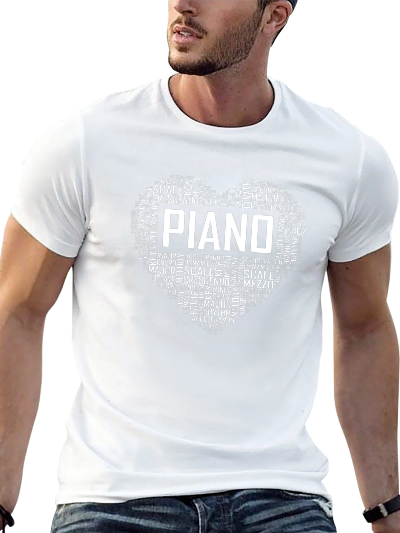 Piano Music Heart T-Shirt - Musician Tee