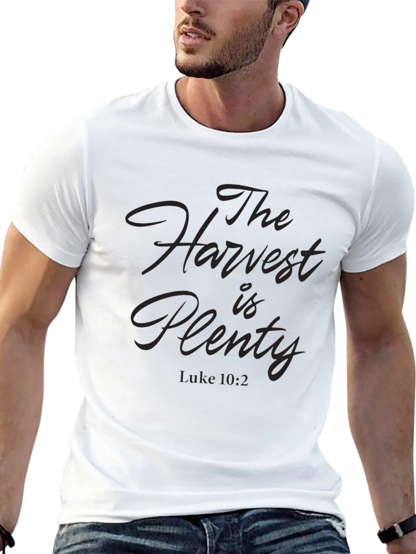 The Harvest is Plenty Black T-Shirt - Luke 10:2