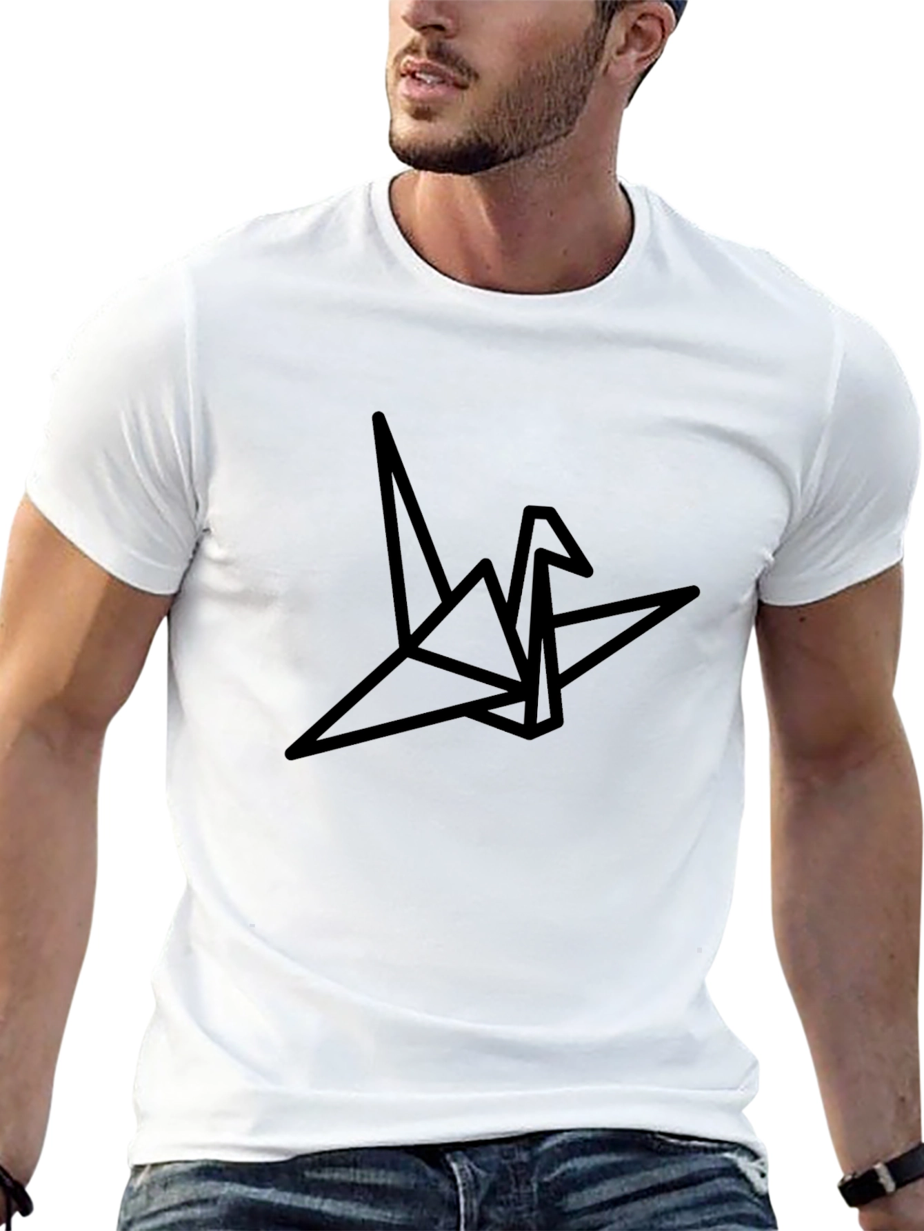 Origami Crane Graphic Tee - Stylish Black T-Shirt