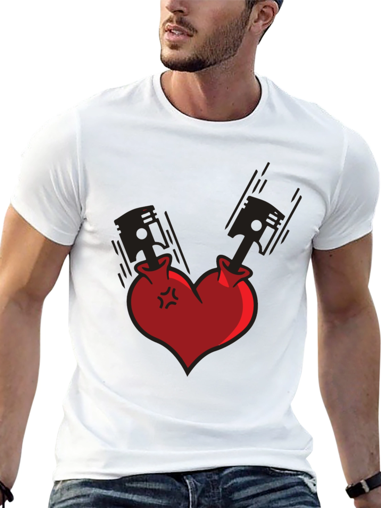 Piston Heart Graphic Tee - Black Cotton Blend