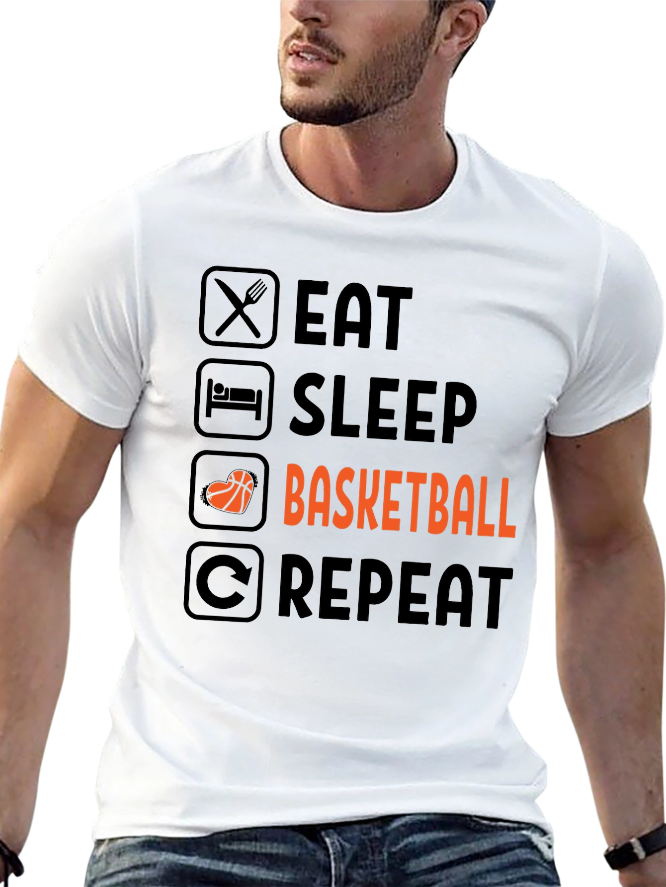 Eat Sleep Basketball Repeat Graphic Tee