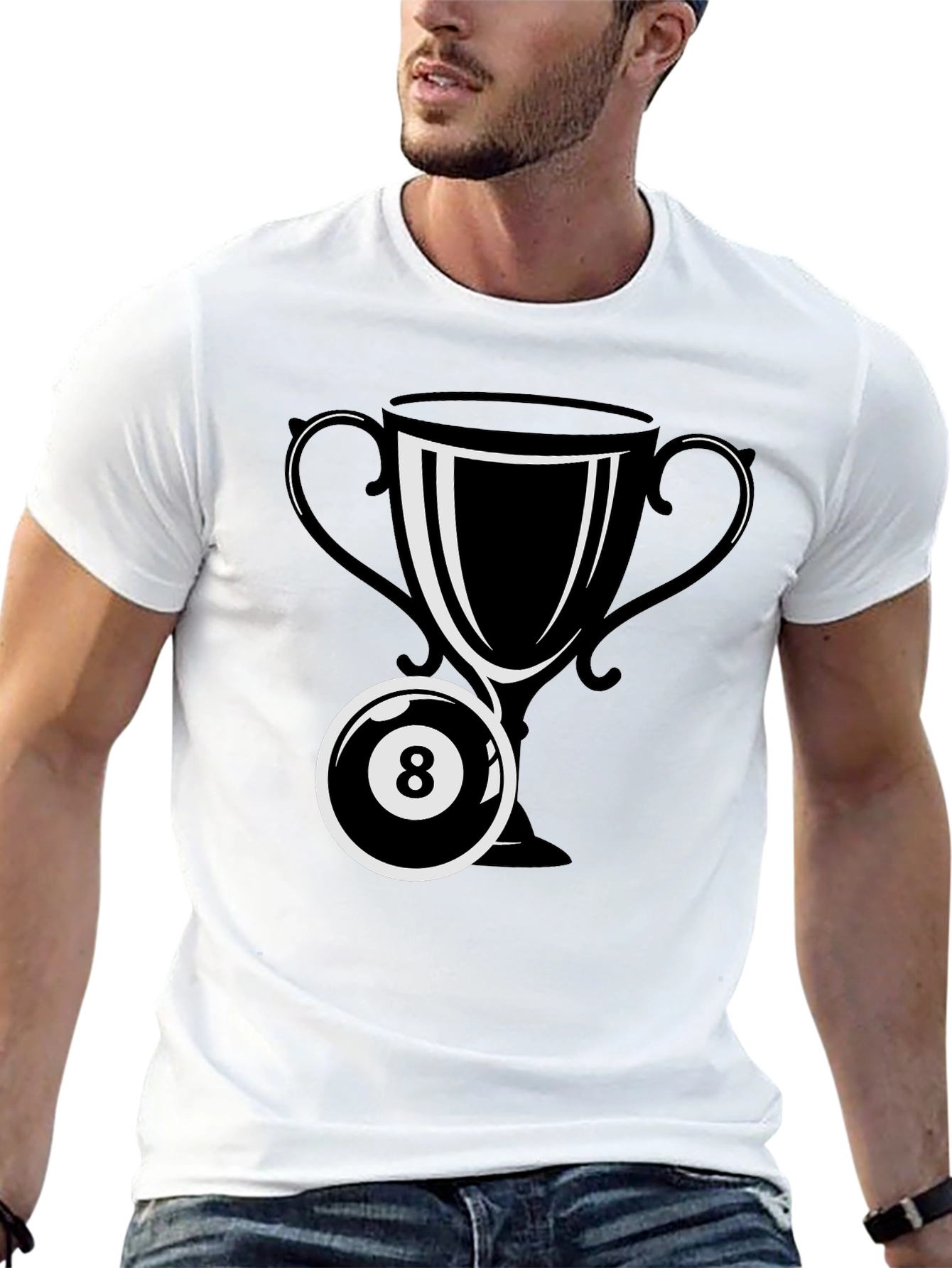 Trophy 8-Ball Graphic Tee - Black Cotton Blend