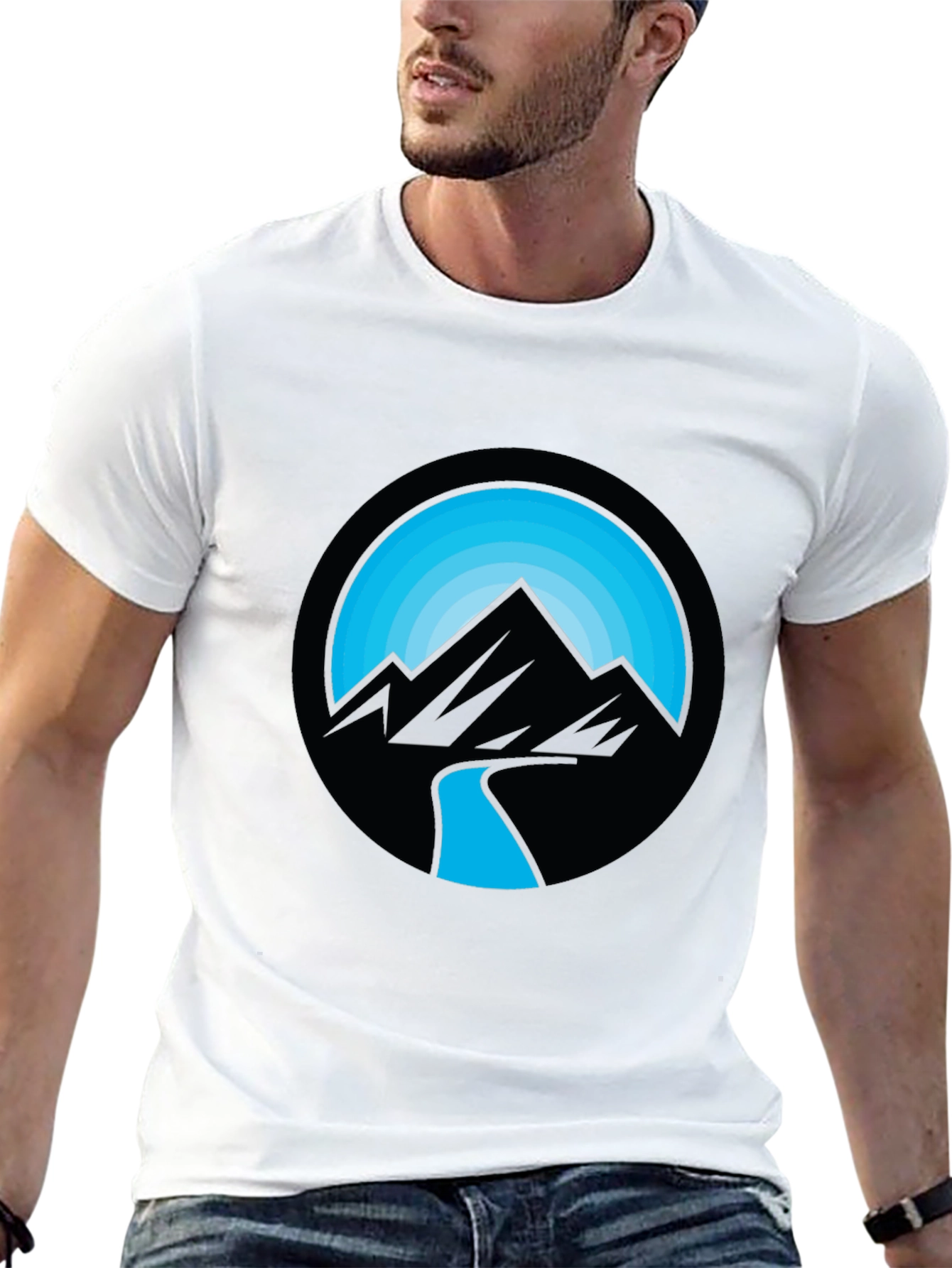 Mountain River Graphic Black T-Shirt