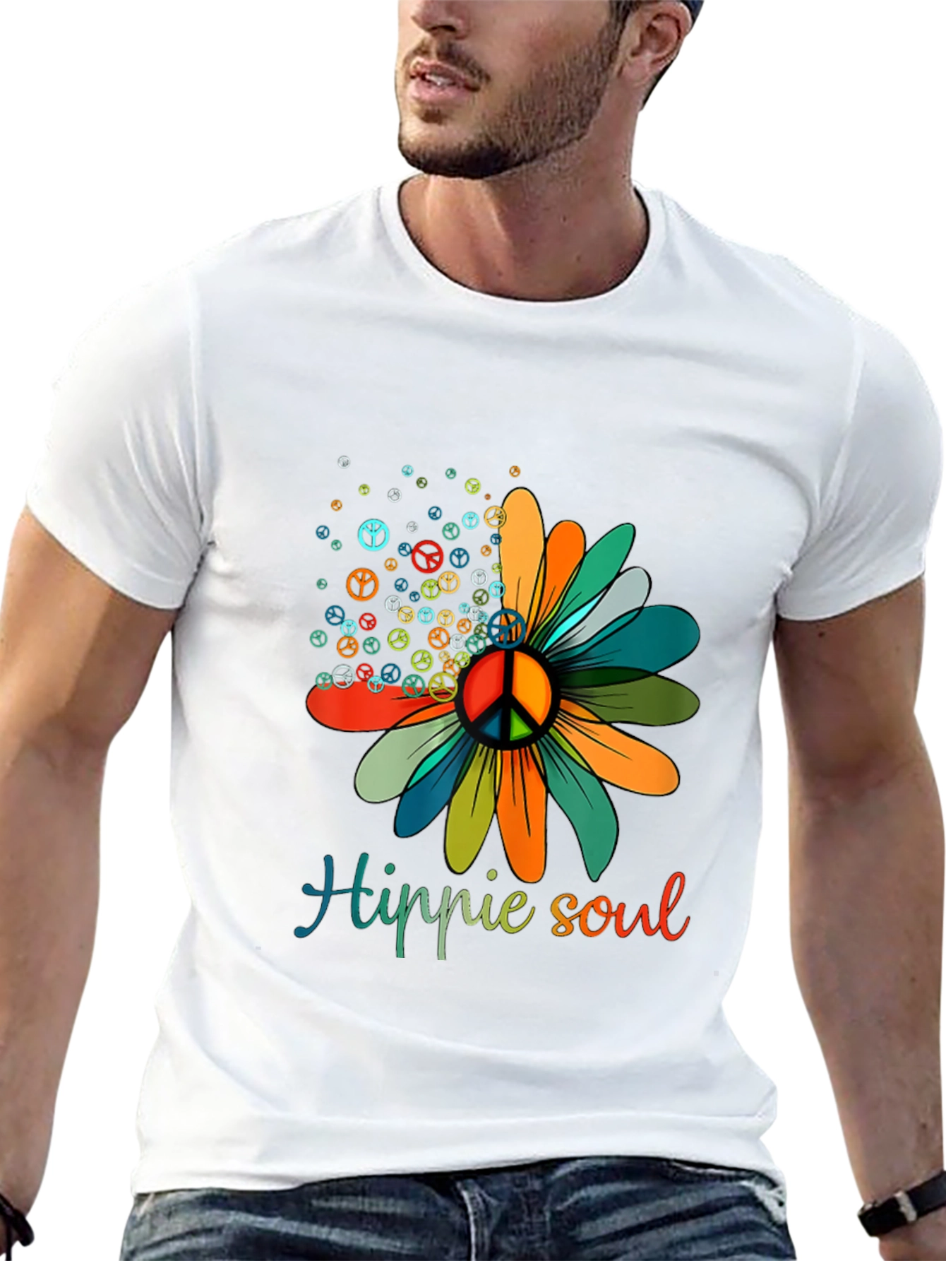 Hippie Soul Flower Graphic Tee - Peace Sign Design