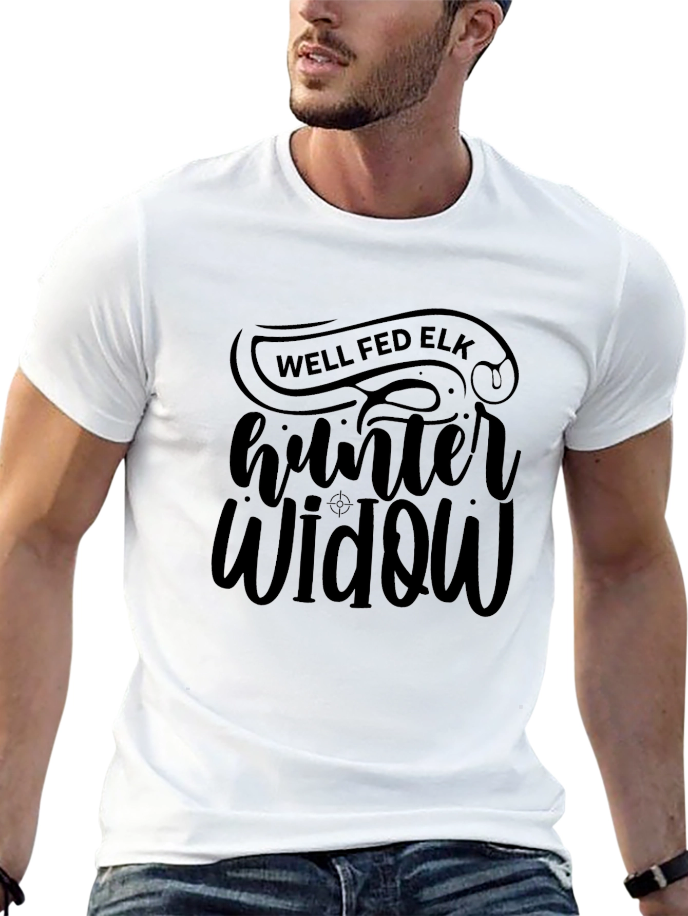 Well Fed Elk Hunter Widow Black T-Shirt
