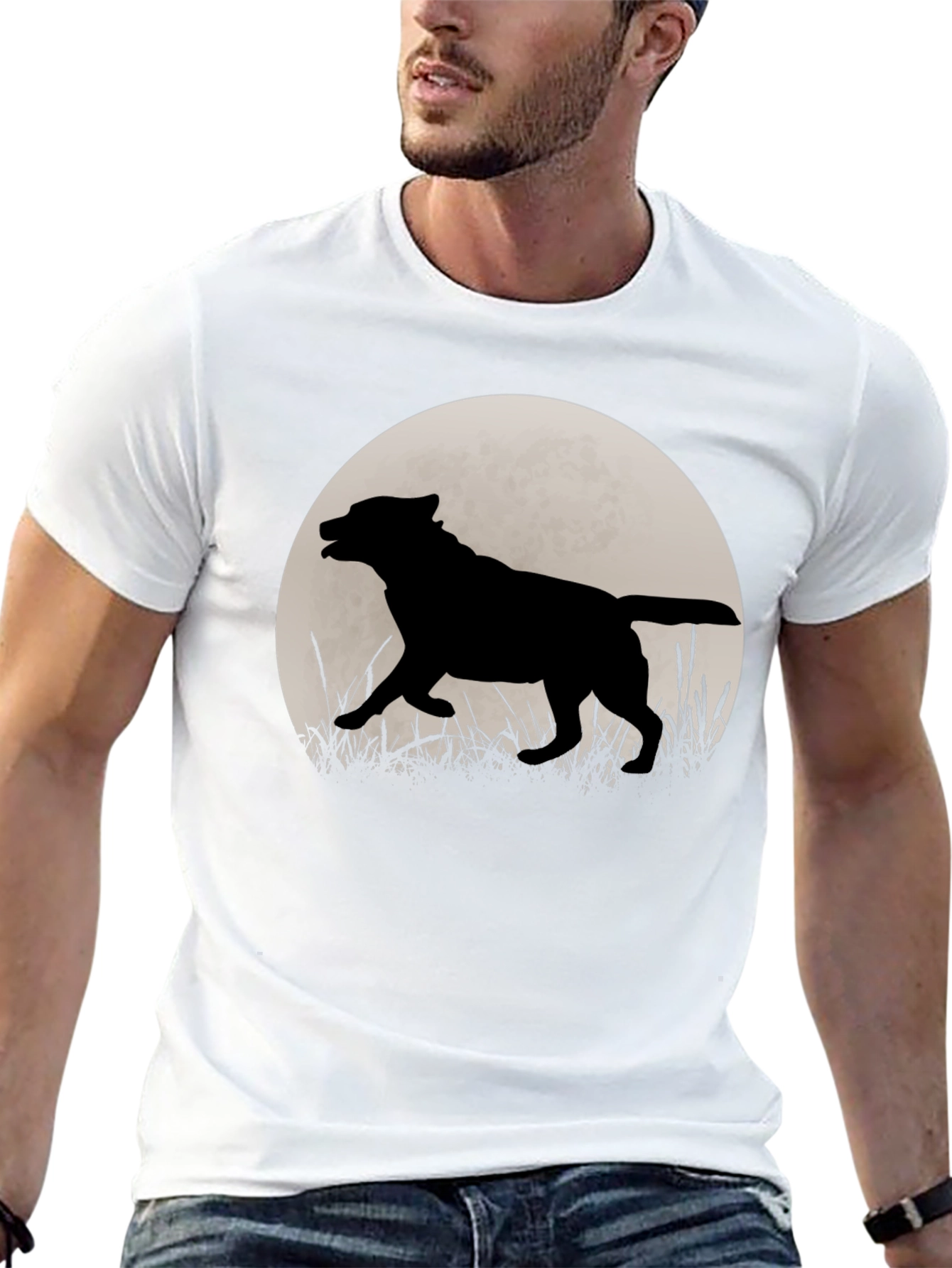 Wolf Silhouette Moon Graphic T-Shirt