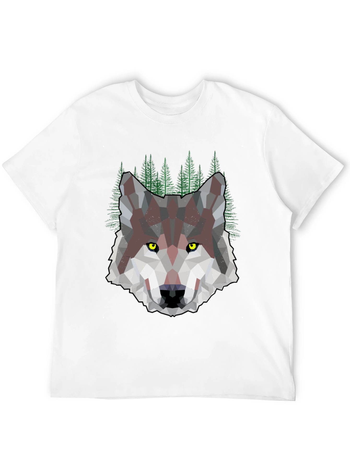 Geometric Wolf & Forest Graphic Tee
