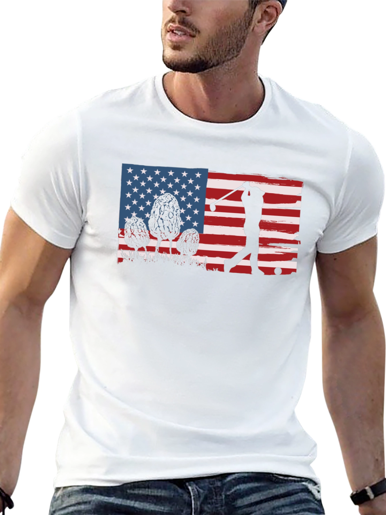 Golfing American Flag Graphic Tee