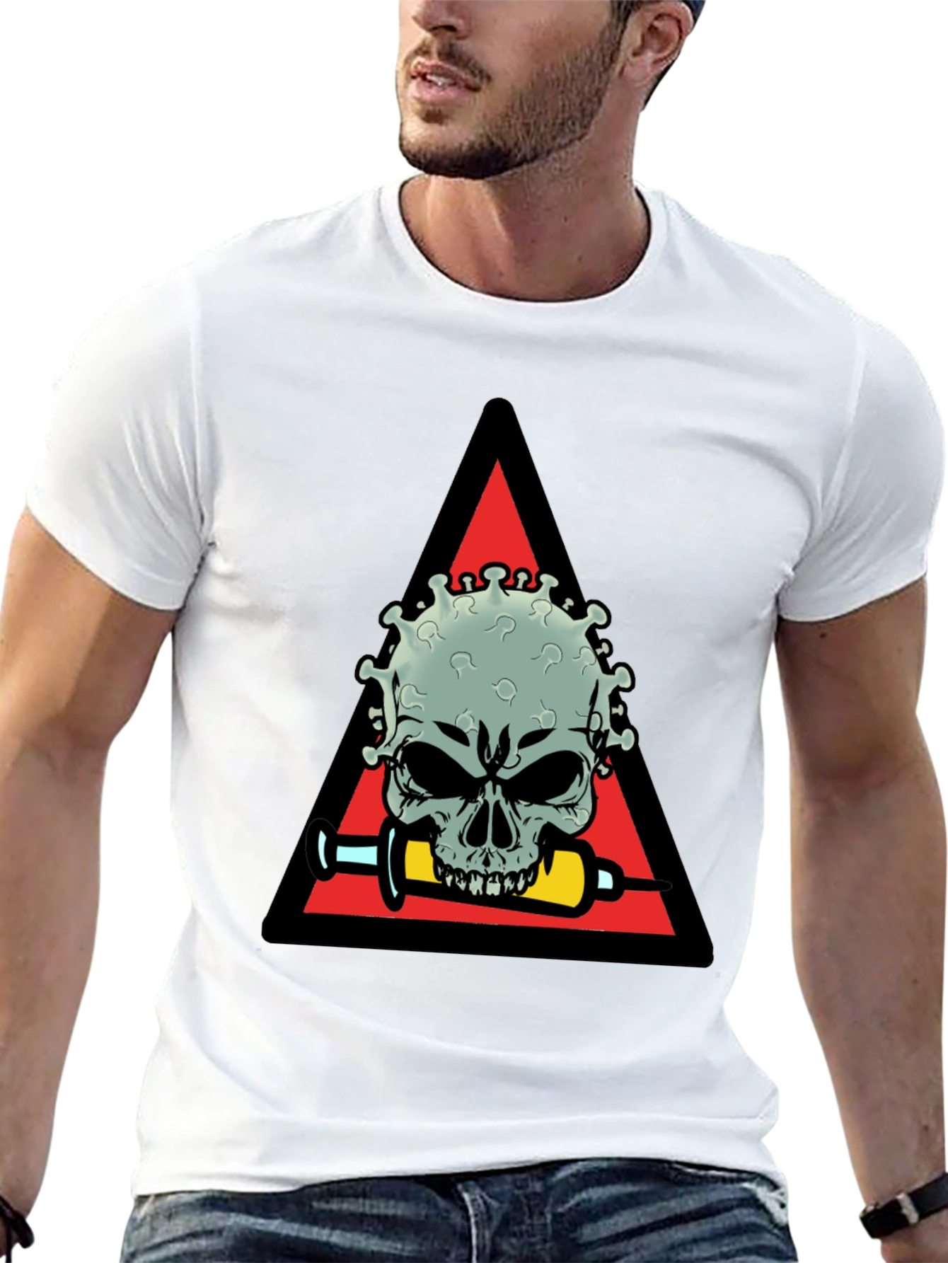 Virus Skull Graphic Tee - Vaccine Humor Shirt