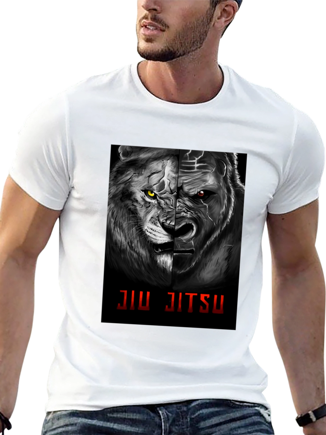 Jiu Jitsu Lion Gorilla Graphic Black T-Shirt