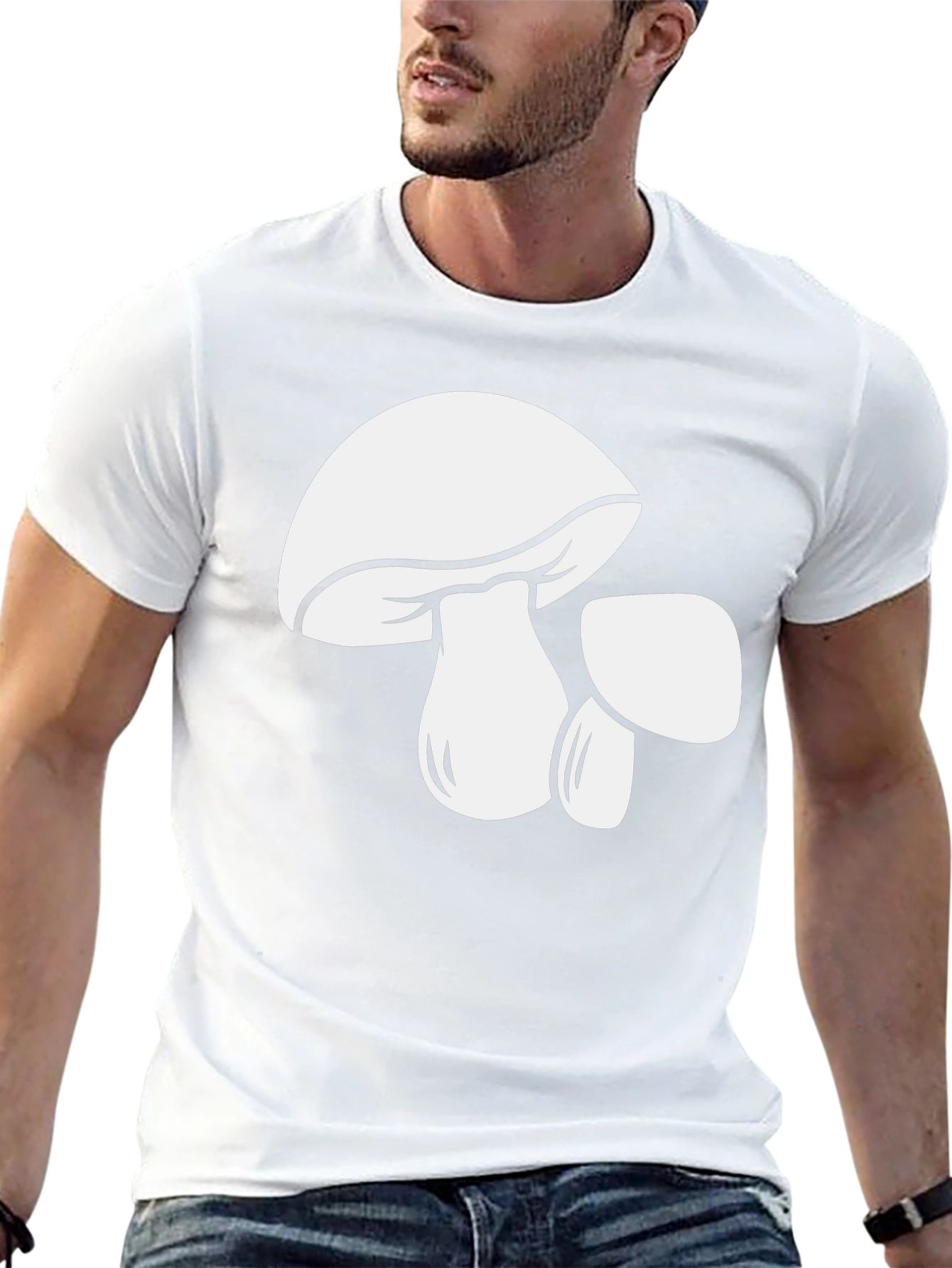 Mushroom Graphic Tee - Bold Black Cotton T-Shirt