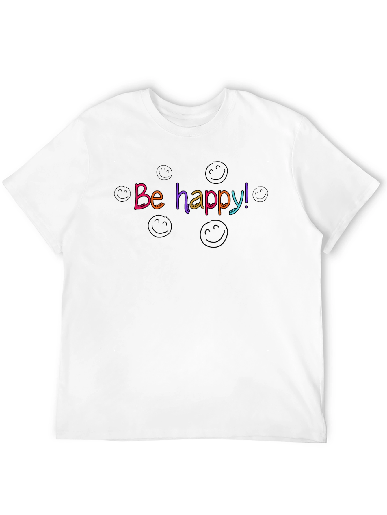 Be Happy! Black Graphic Tee - Comfort Fit