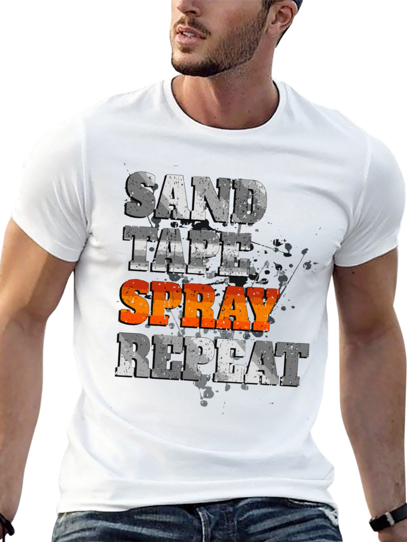 Sand Tape Spray Repeat - Graphic Tee