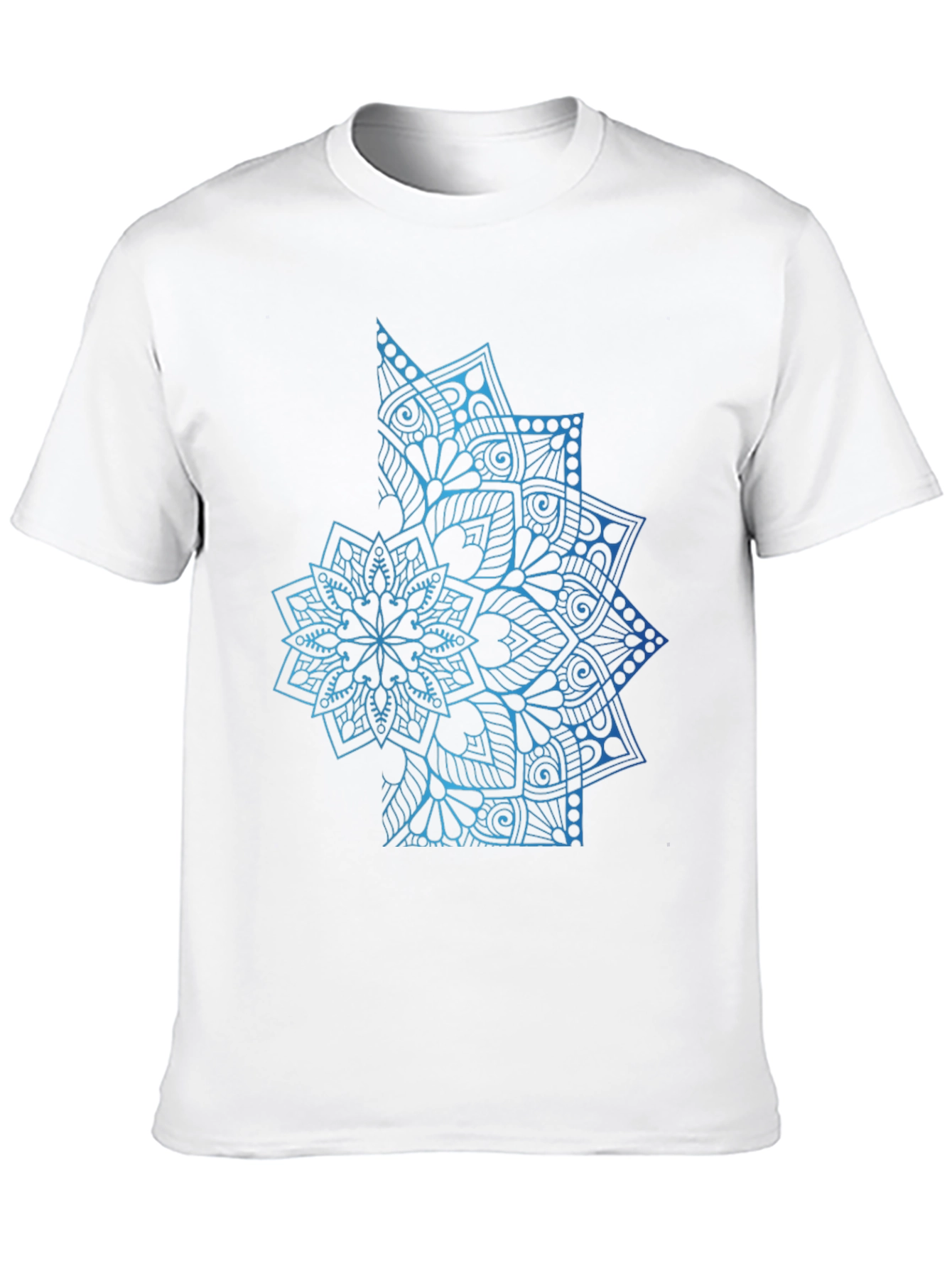 Blue Mandala Graphic Black T-Shirt