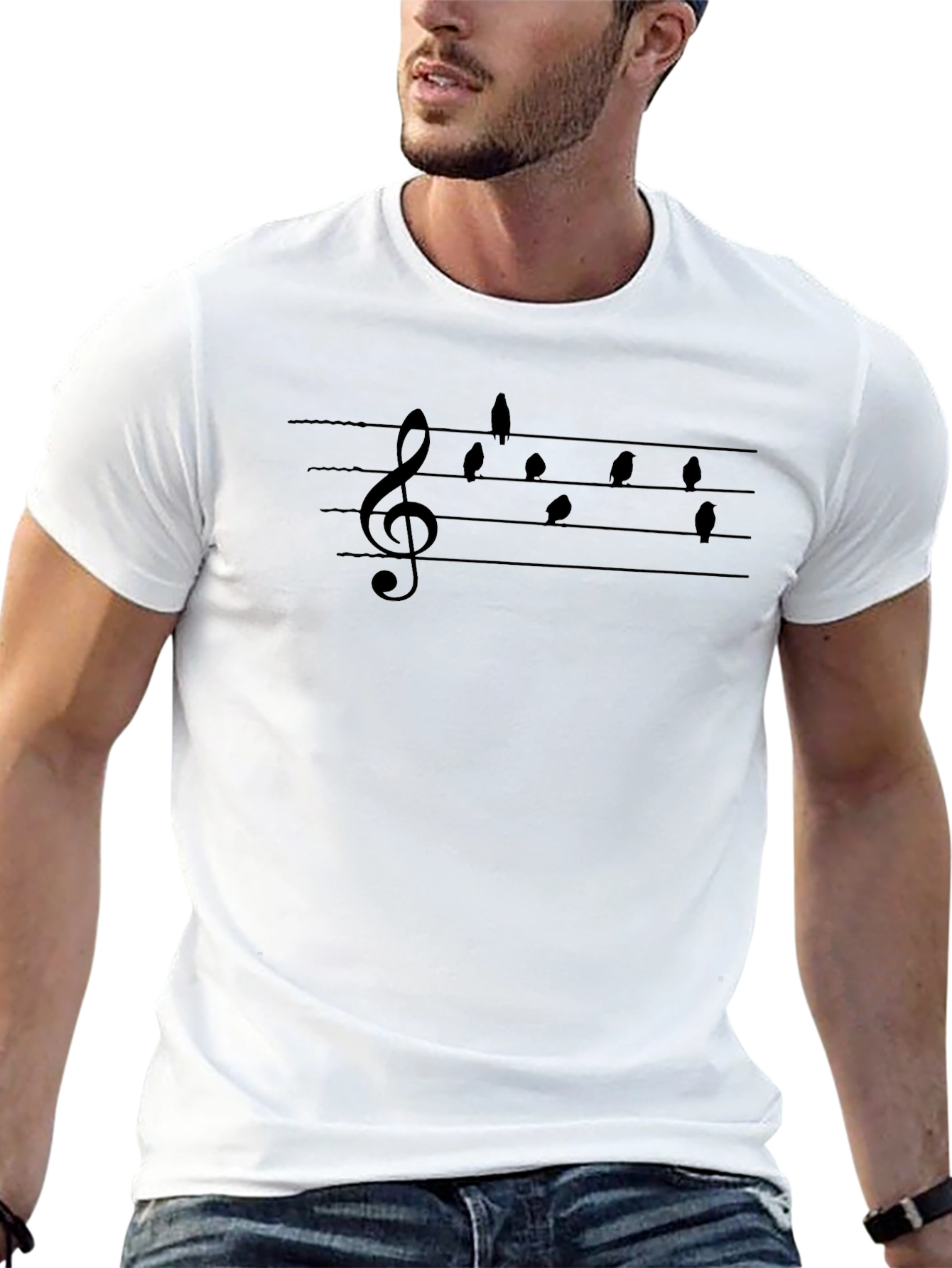 Musical Birds T-Shirt - Black Graphic Tee