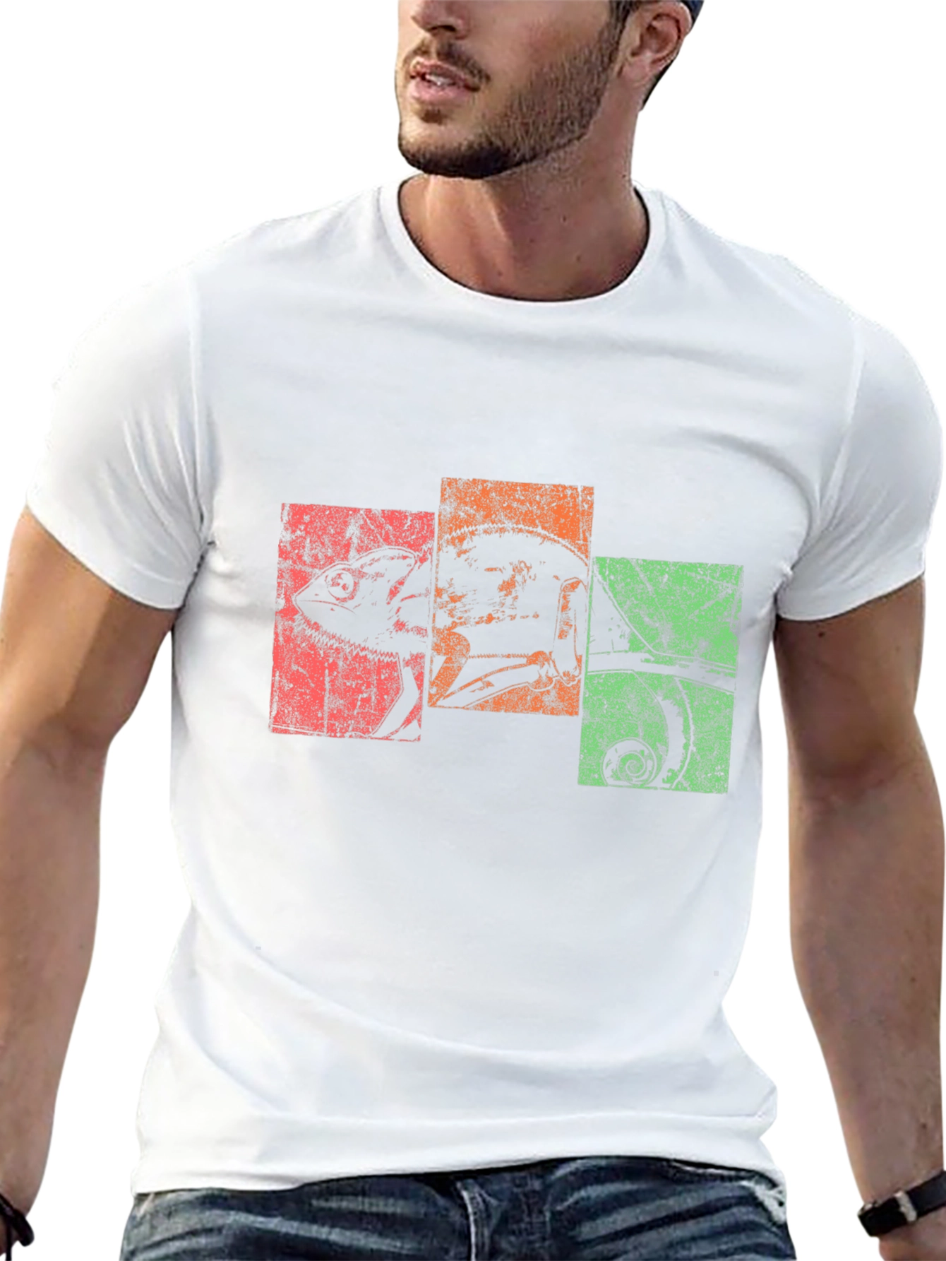 Retro Chameleon Graphic Tee - Black