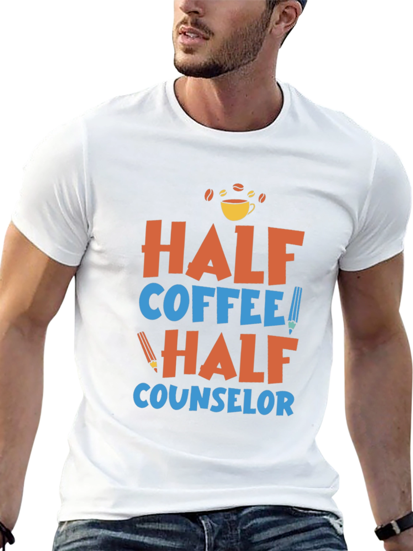 Half Coffee Half Counselor Graphic Tee