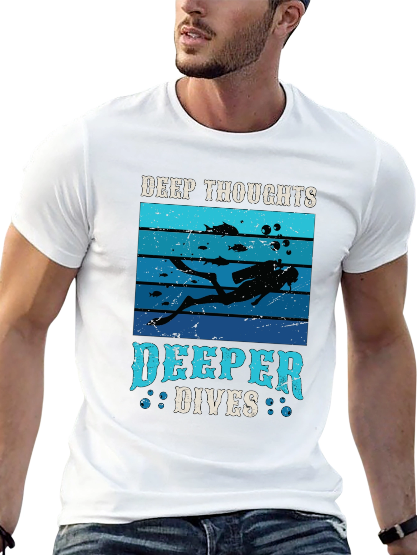 Deep Thoughts Deeper Dives Graphic T-Shirt