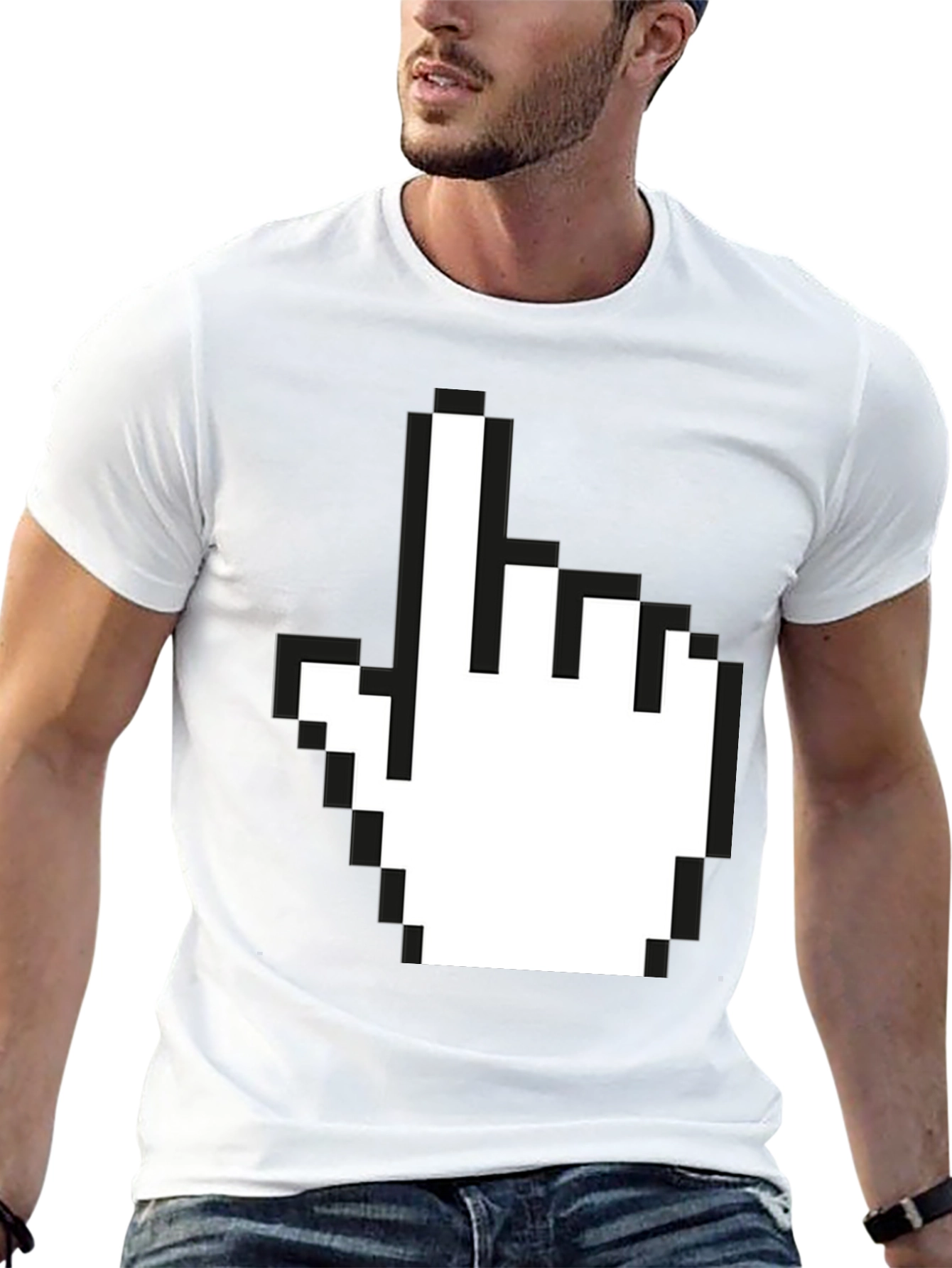 Pixel Hand Pointer Graphic T-Shirt