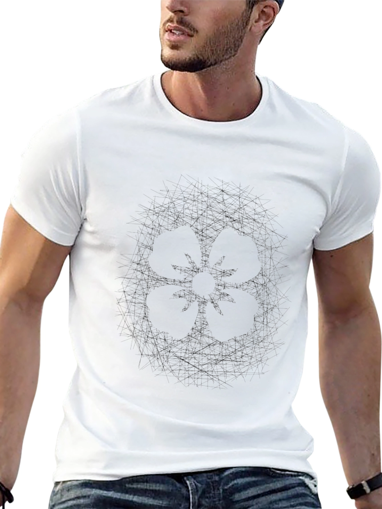 Abstract Floral Graphic Print Black T-Shirt