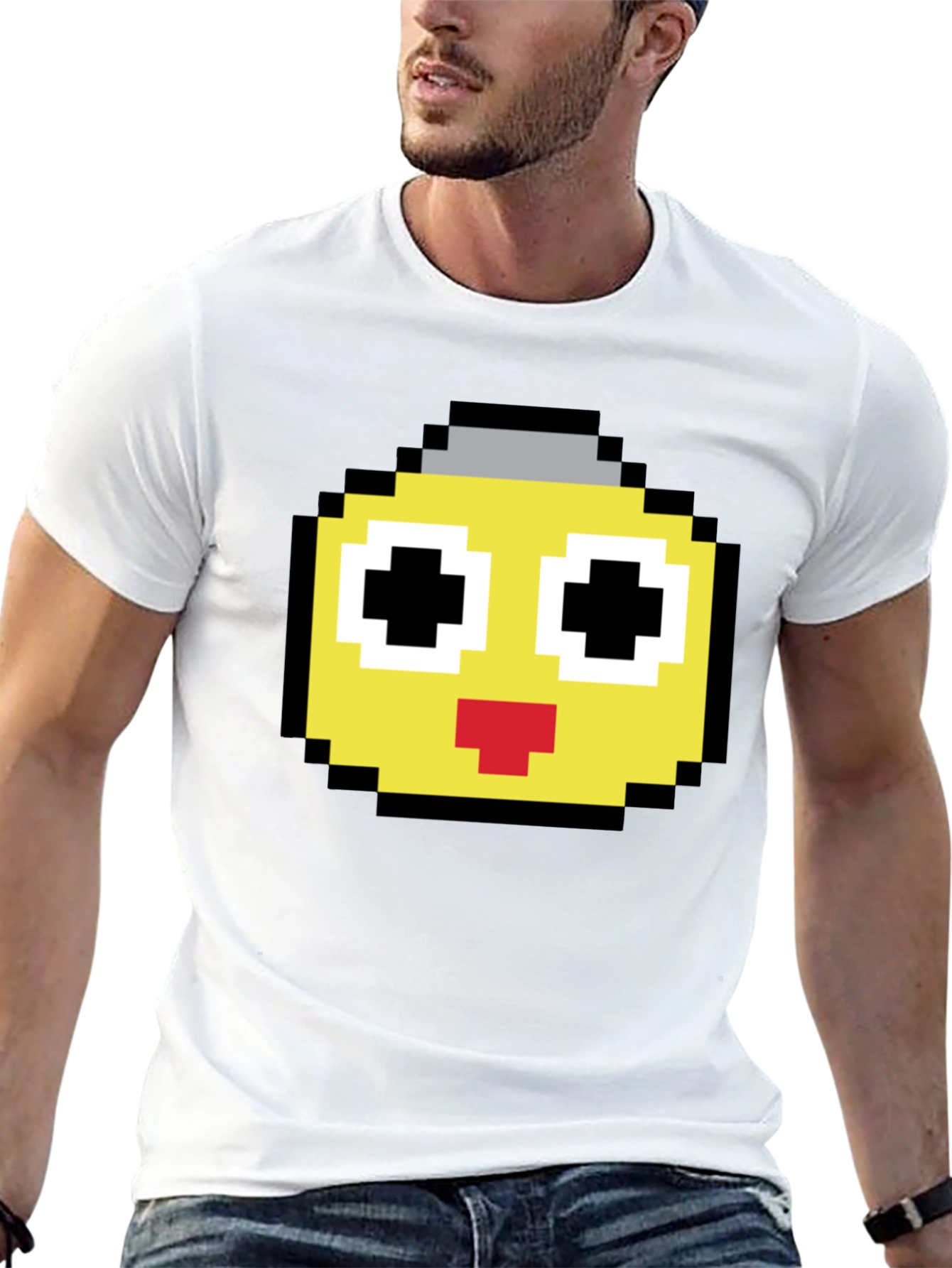 Pixel Art Emoji Black T-Shirt