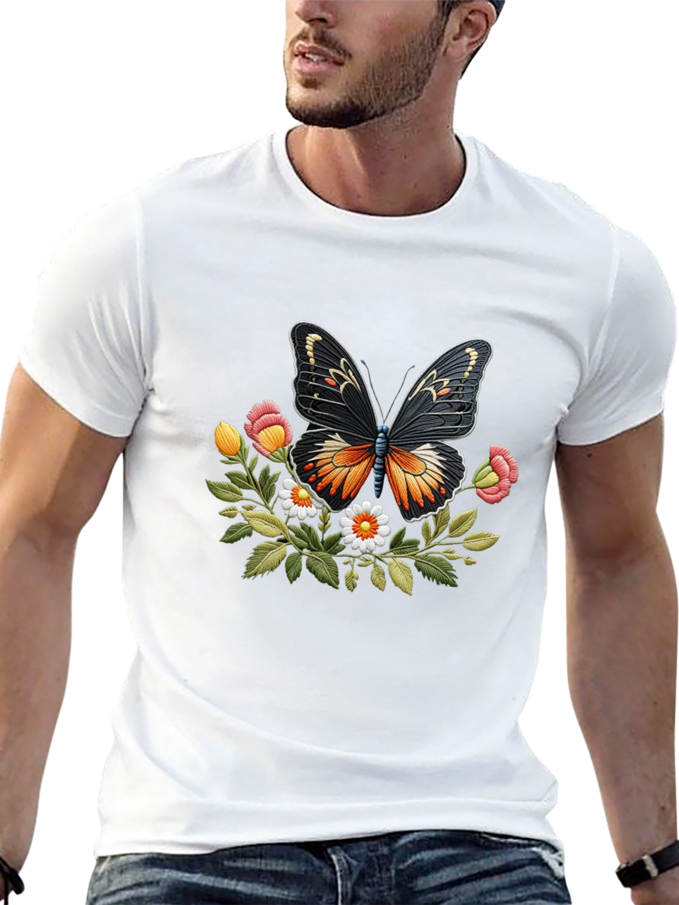 Butterfly Floral Graphic T-Shirt