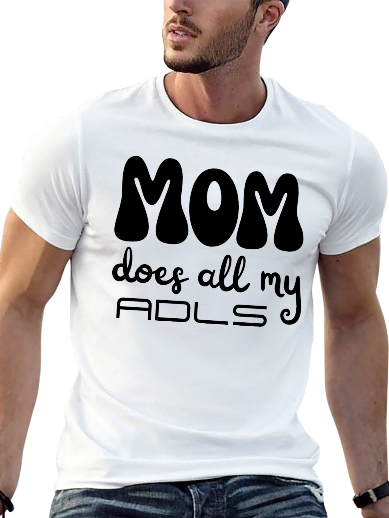 Mom Does All My ADLs Black Graphic Tee