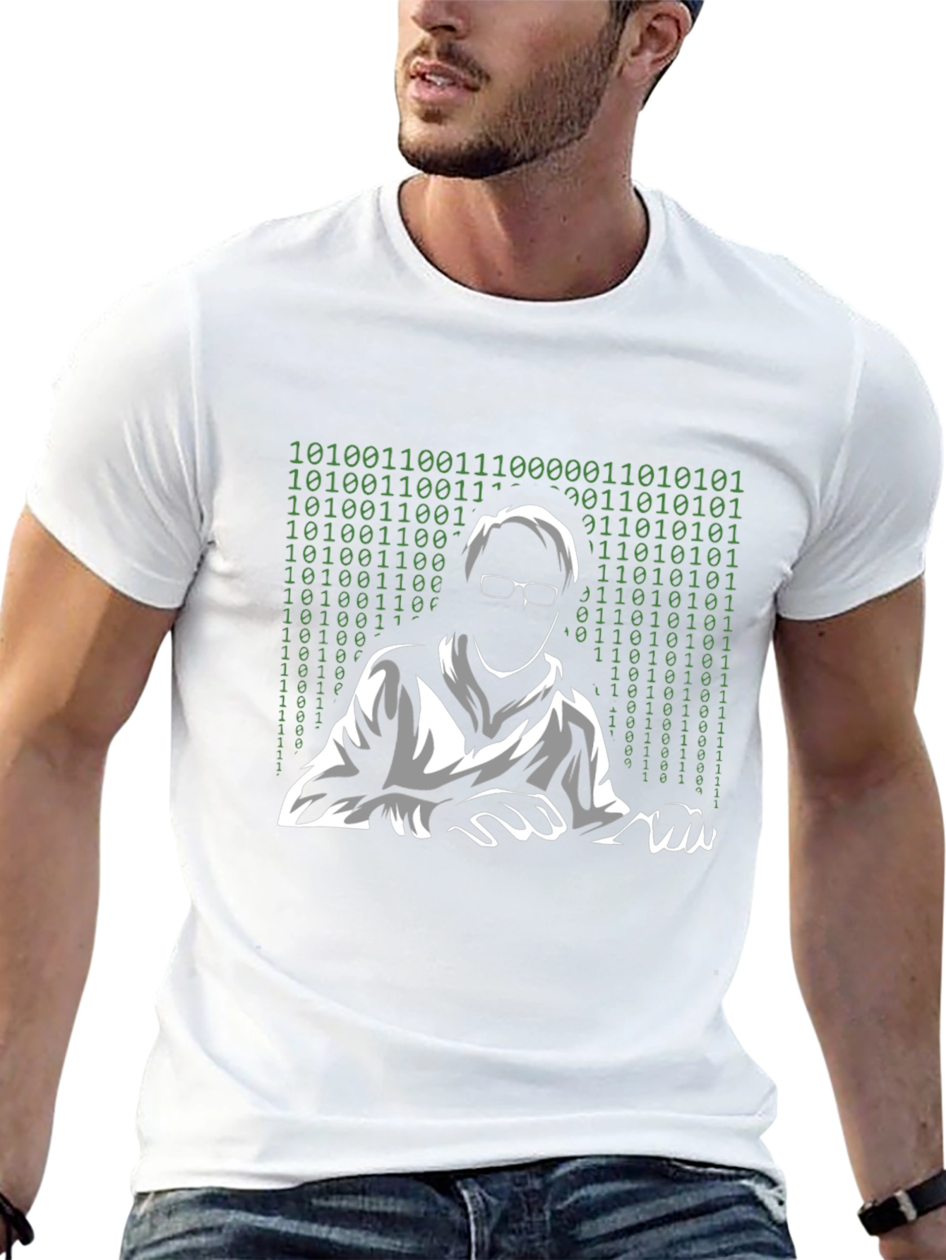 Coder T-Shirt - Binary Silhouette Design