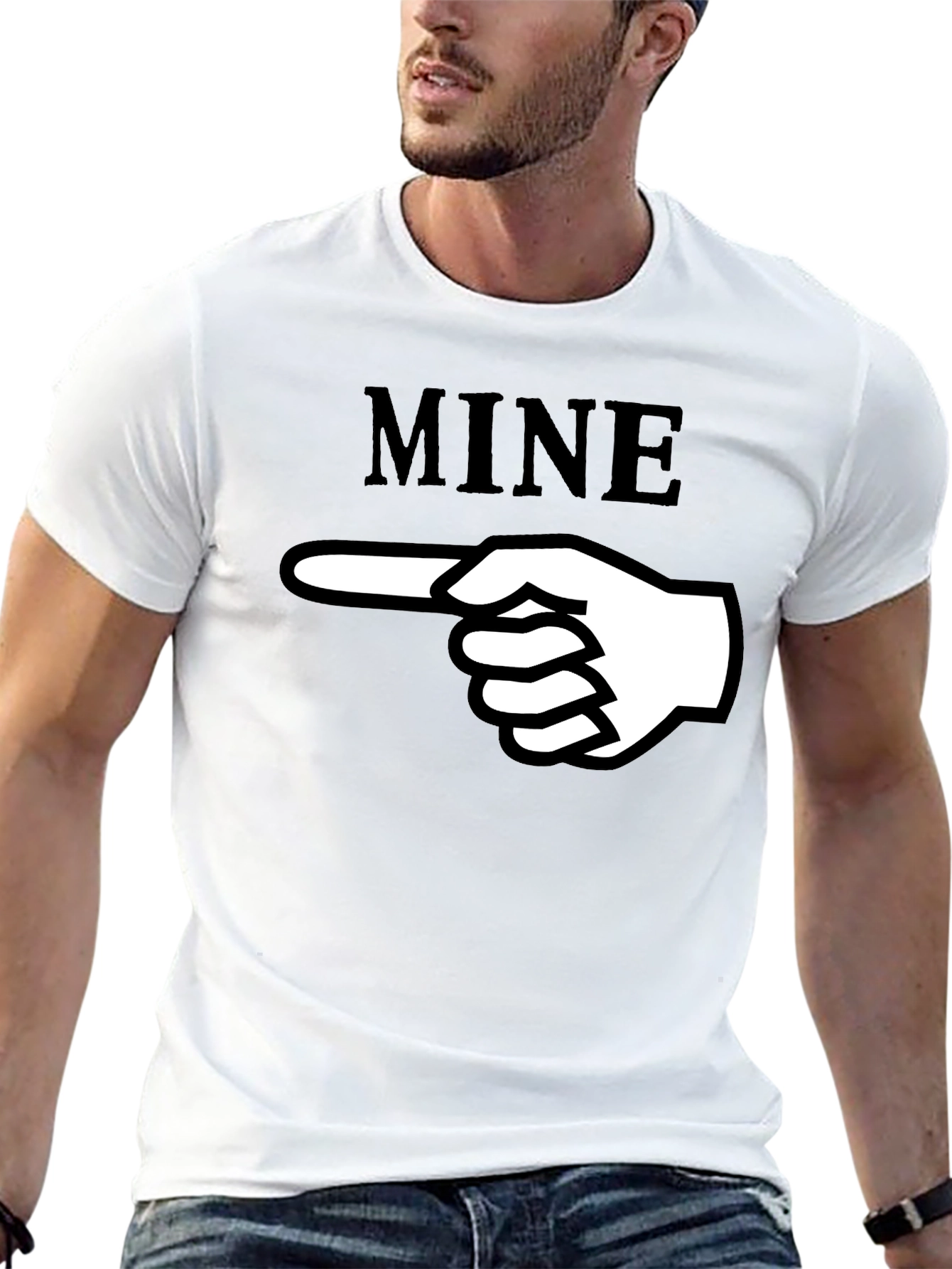 Funny MINE Pointing Hand Graphic T-Shirt