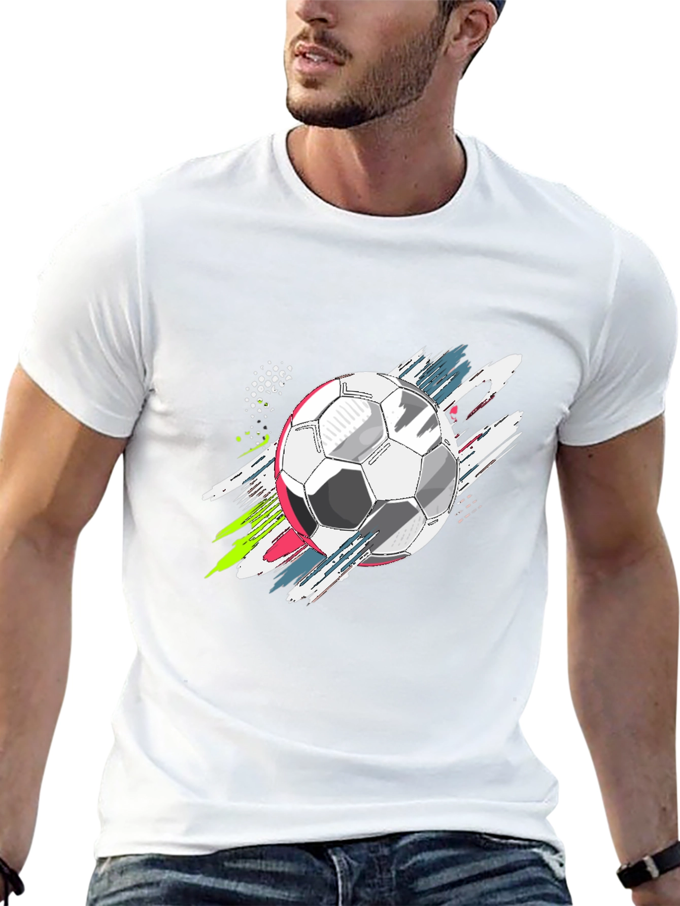Soccer Ball Graphic Tee - Stylish Mens T-Shirt