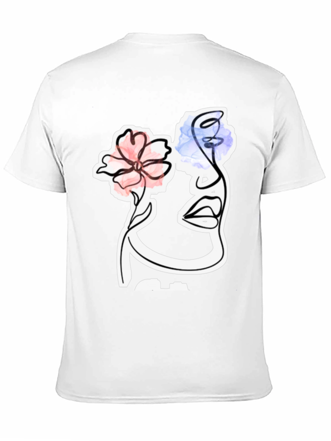 Abstract Face with Flowers Graphic T-Shirt
