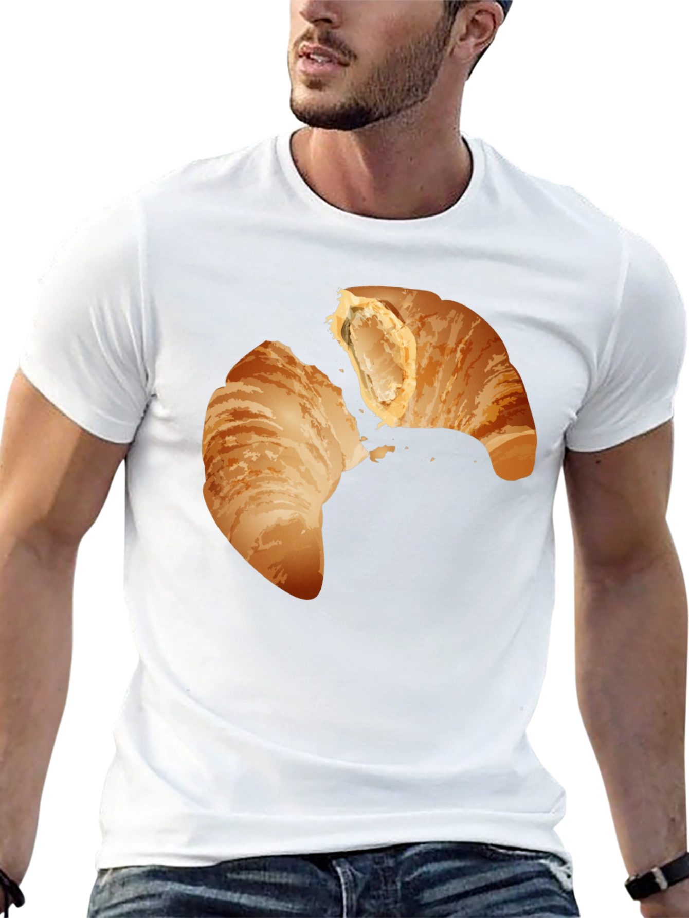 Croissant Graphic Tee - Black Crew Neck