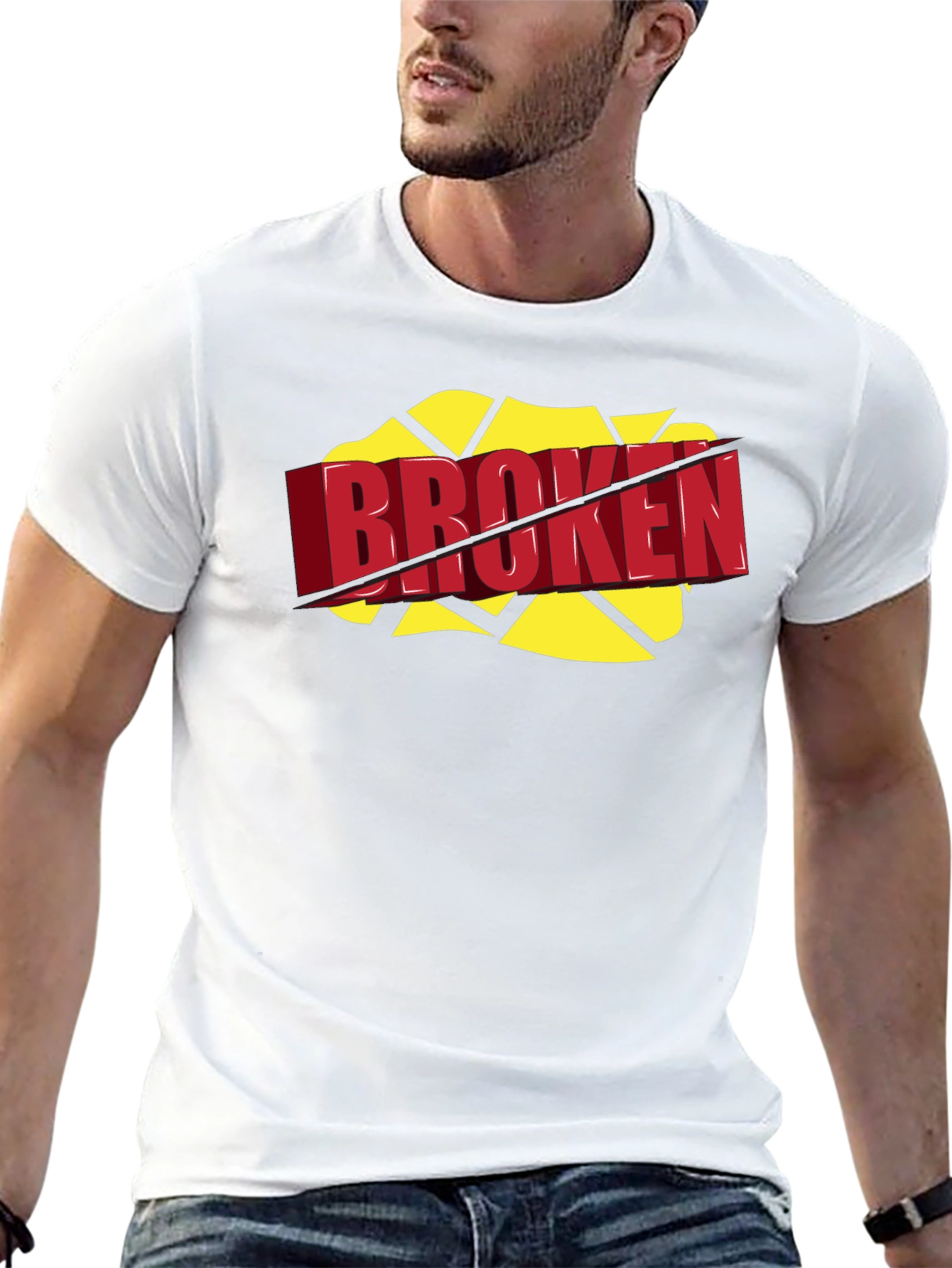 Broken Graphic Tee - Bold Statement Shirt