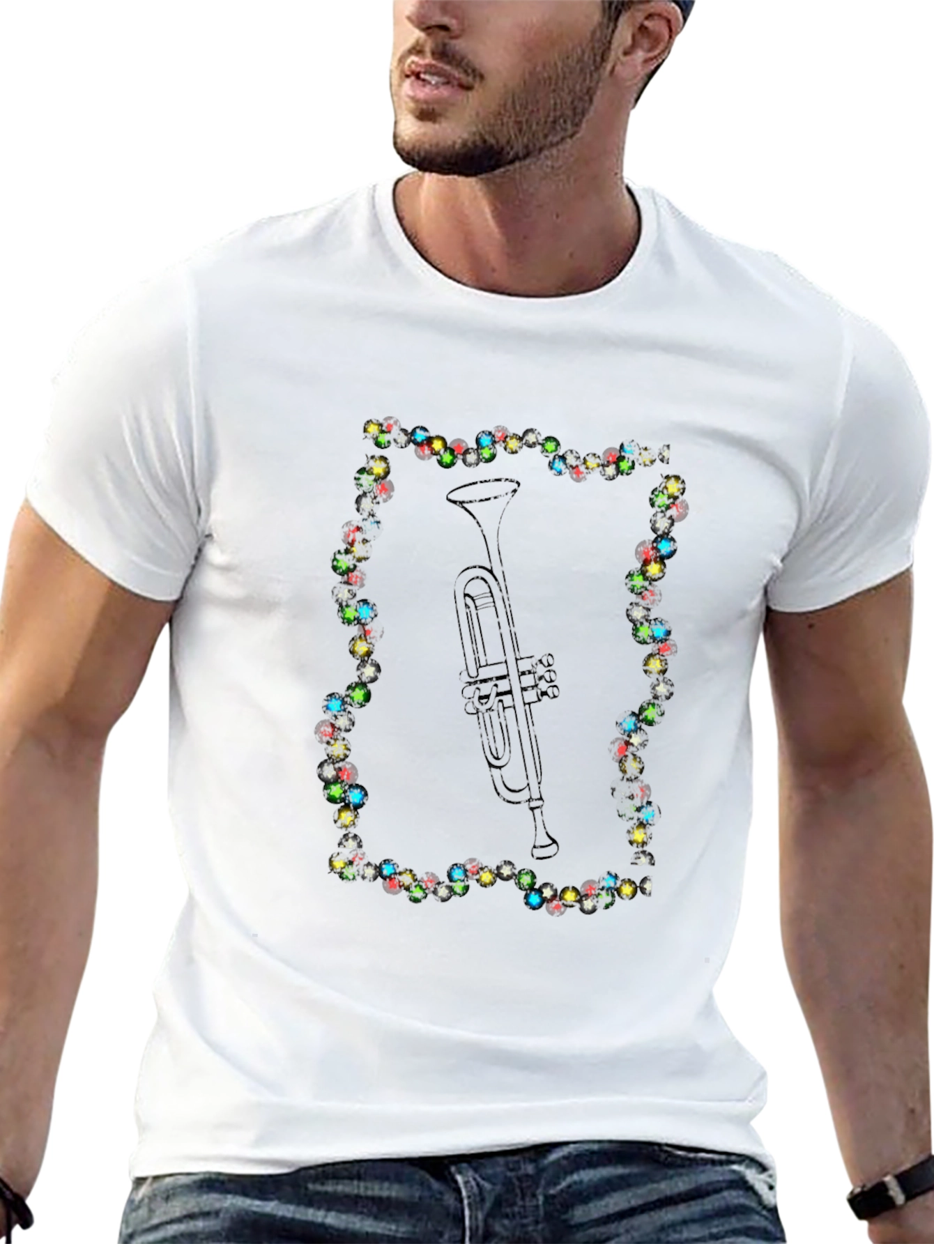 Festive Trumpet Graphic Tee - Musical Holiday Style