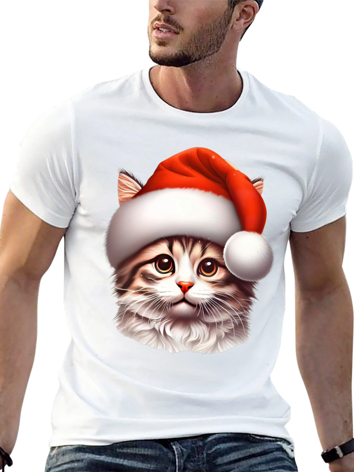 Festive Cat T-Shirt - Holiday Style