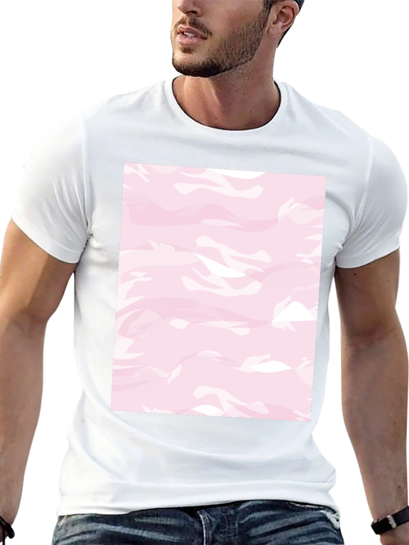 Pink Camo Print Black T-Shirt