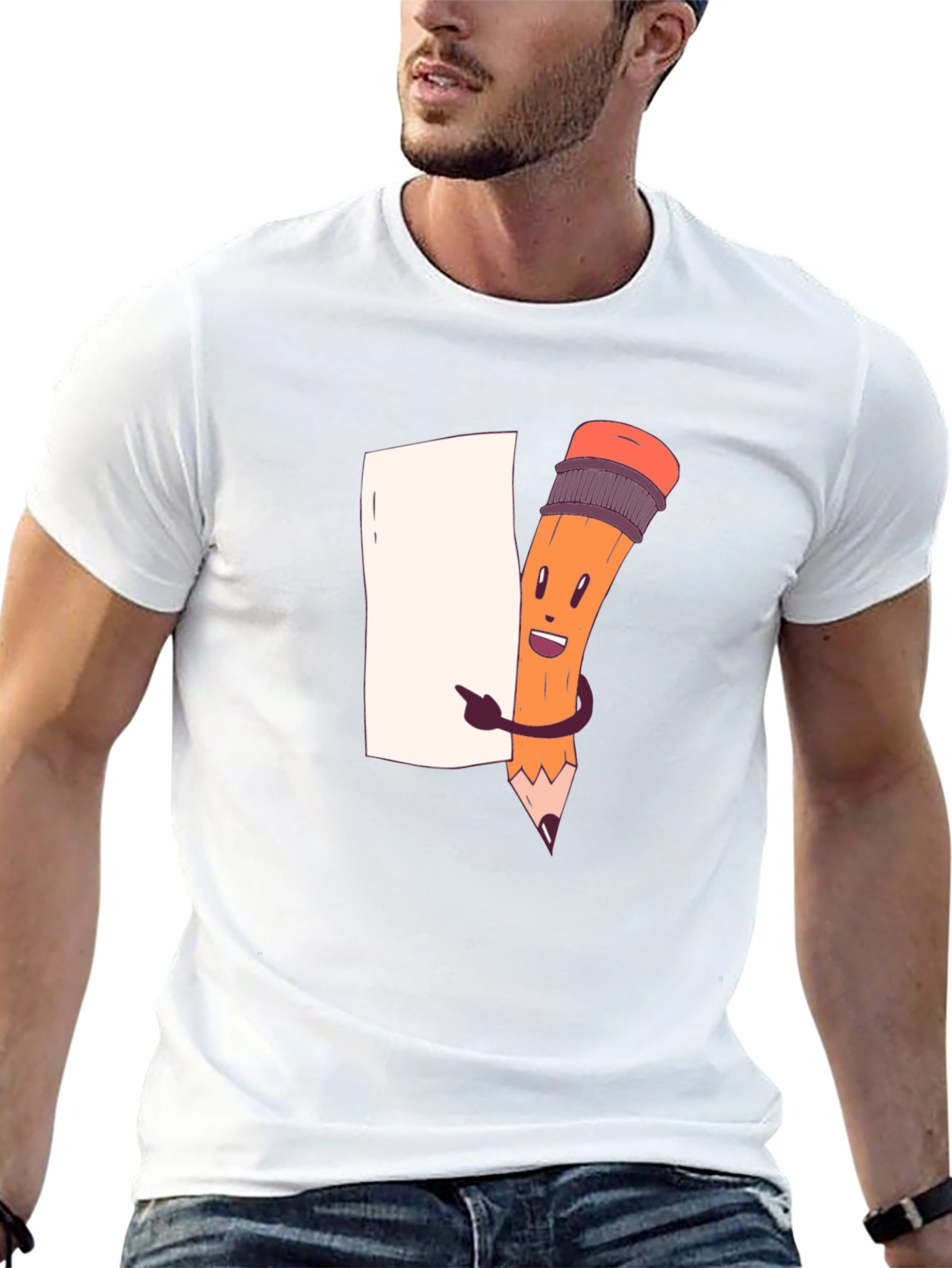 Cartoon Pencil Graphic T-Shirt