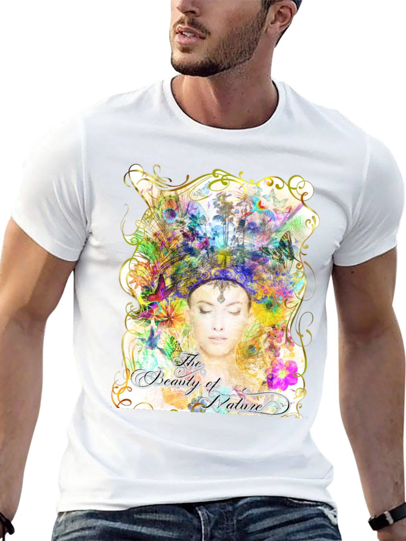 Beauty of Nature Graphic Tee - Black Cotton Blend