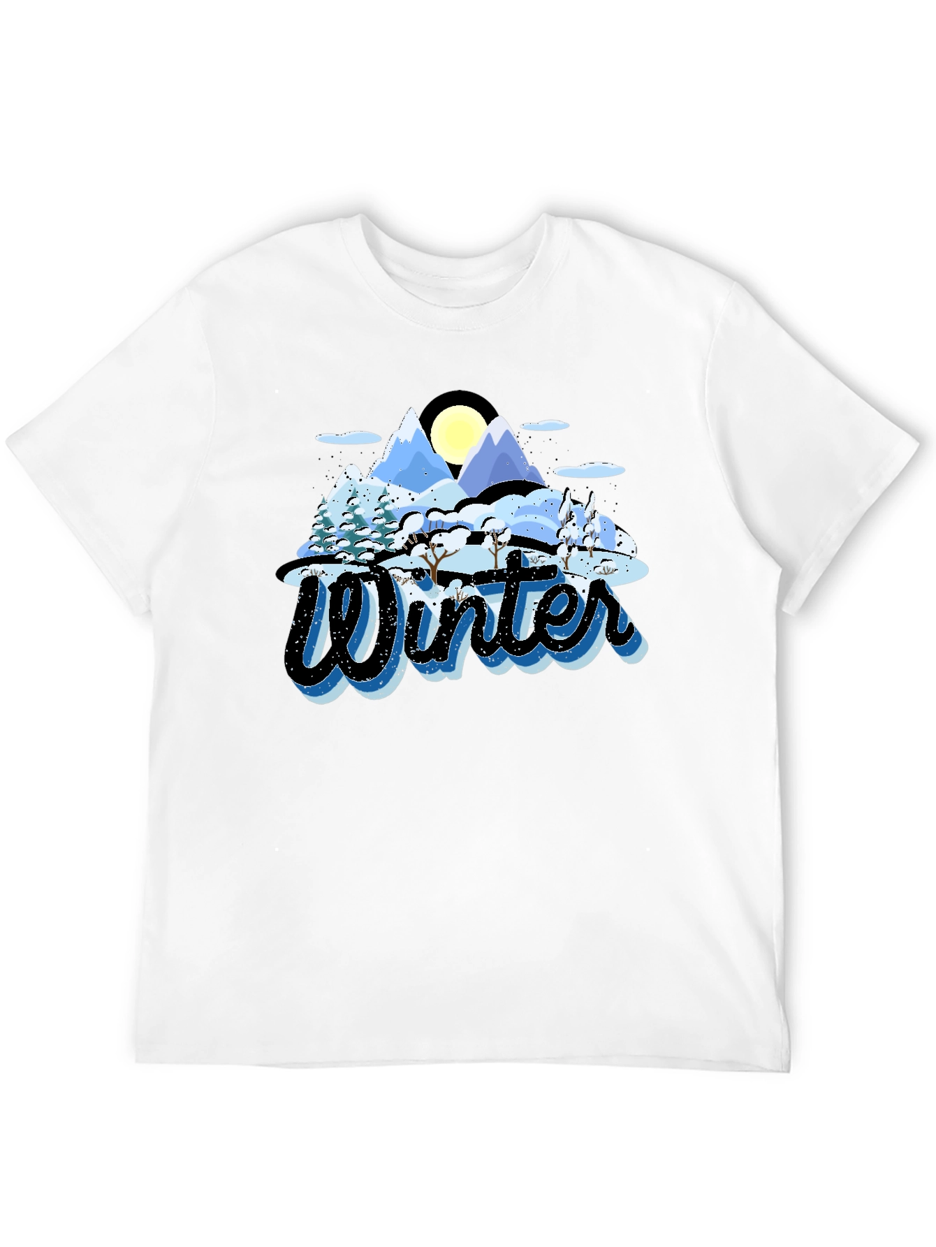 Winter Landscape Graphic Tee - Mountain Scene Shirt