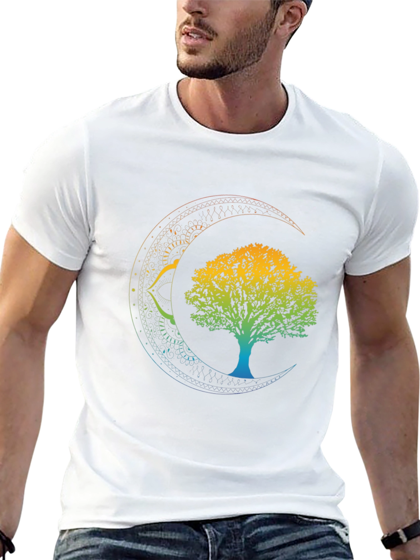Tree of Life Crescent Moon Graphic Tee - Black