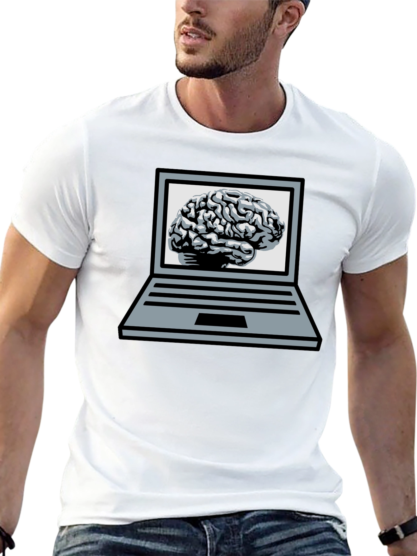 Brainy Laptop T-Shirt - Smart Casual Wear