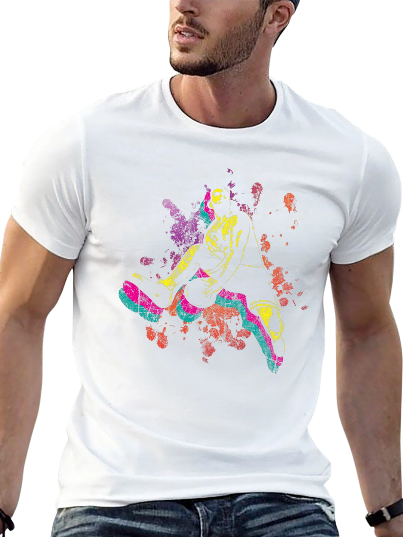 Basketball Player Graphic Tee - Sporty Black T-Shirt