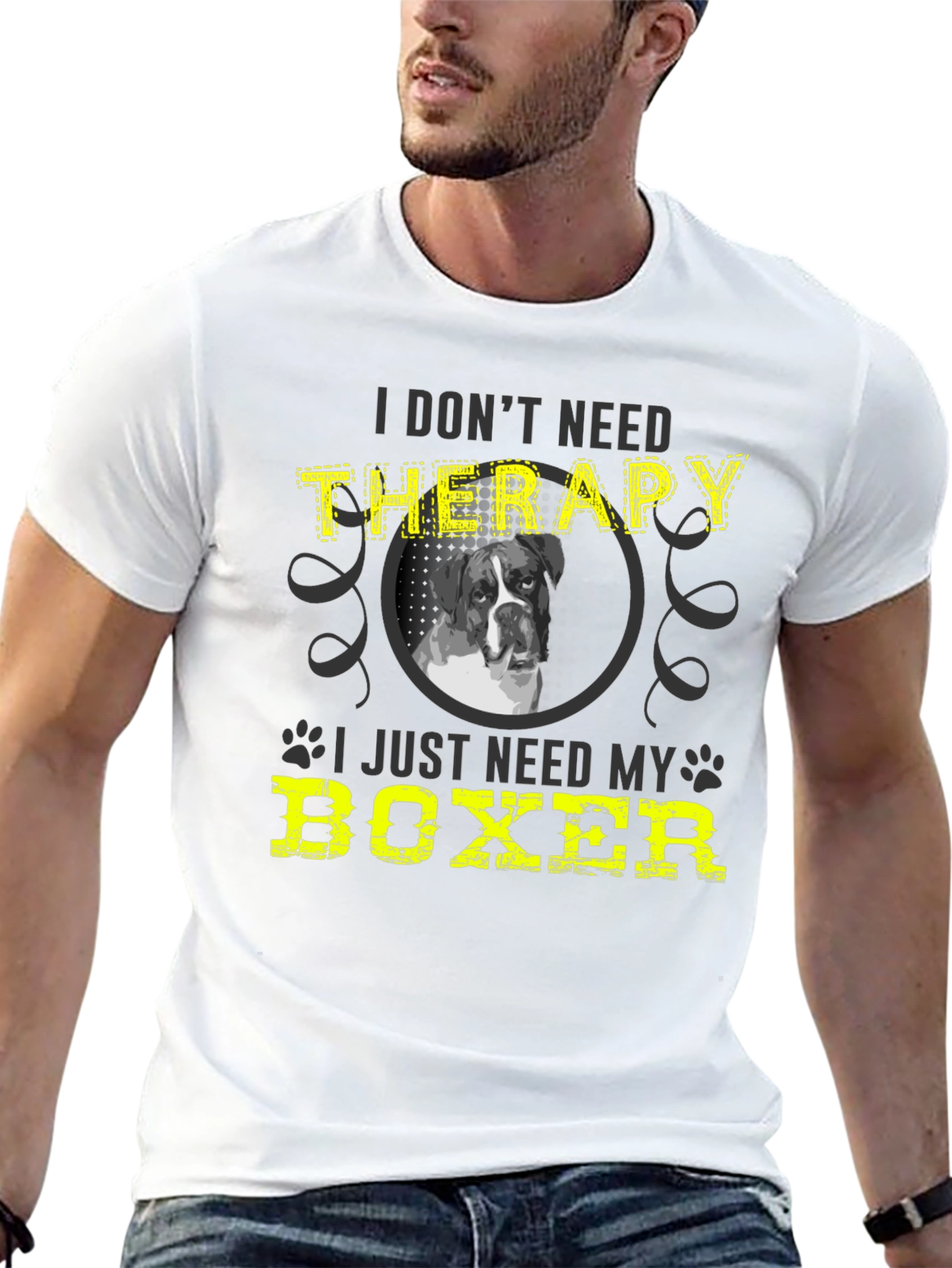 Funny Boxer Dog T-Shirt - I Dont Need Therapy