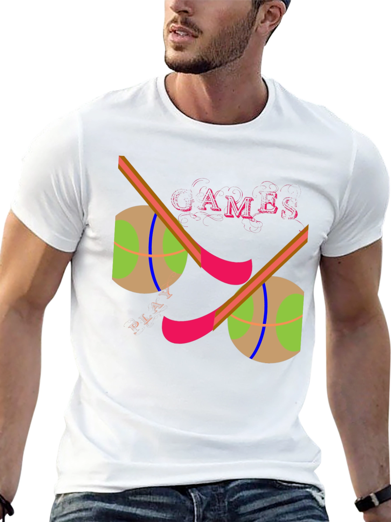 Games Play Graphic Print Black T-Shirt