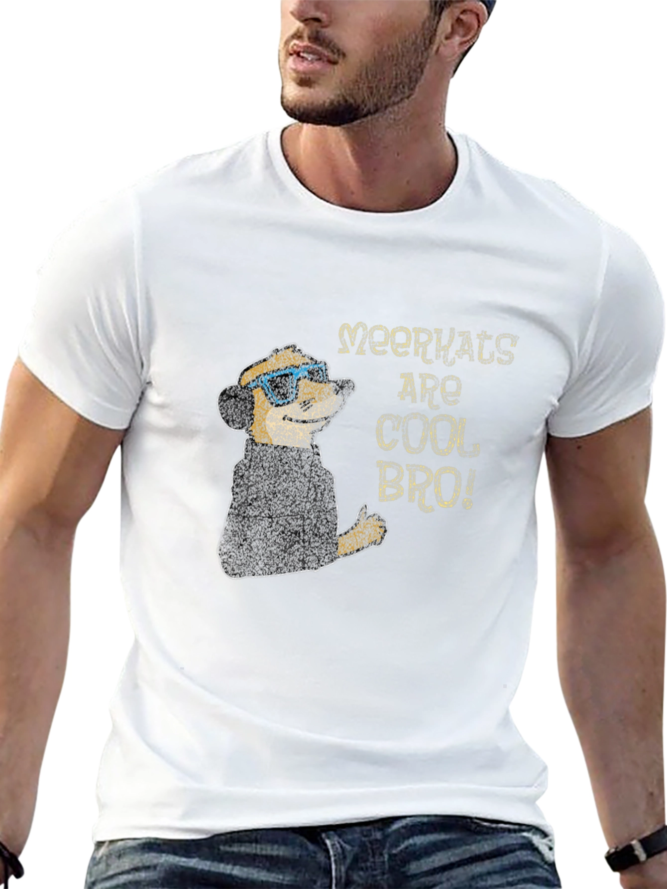 Cool Meerkat Graphic Tee - Black Cotton T-Shirt
