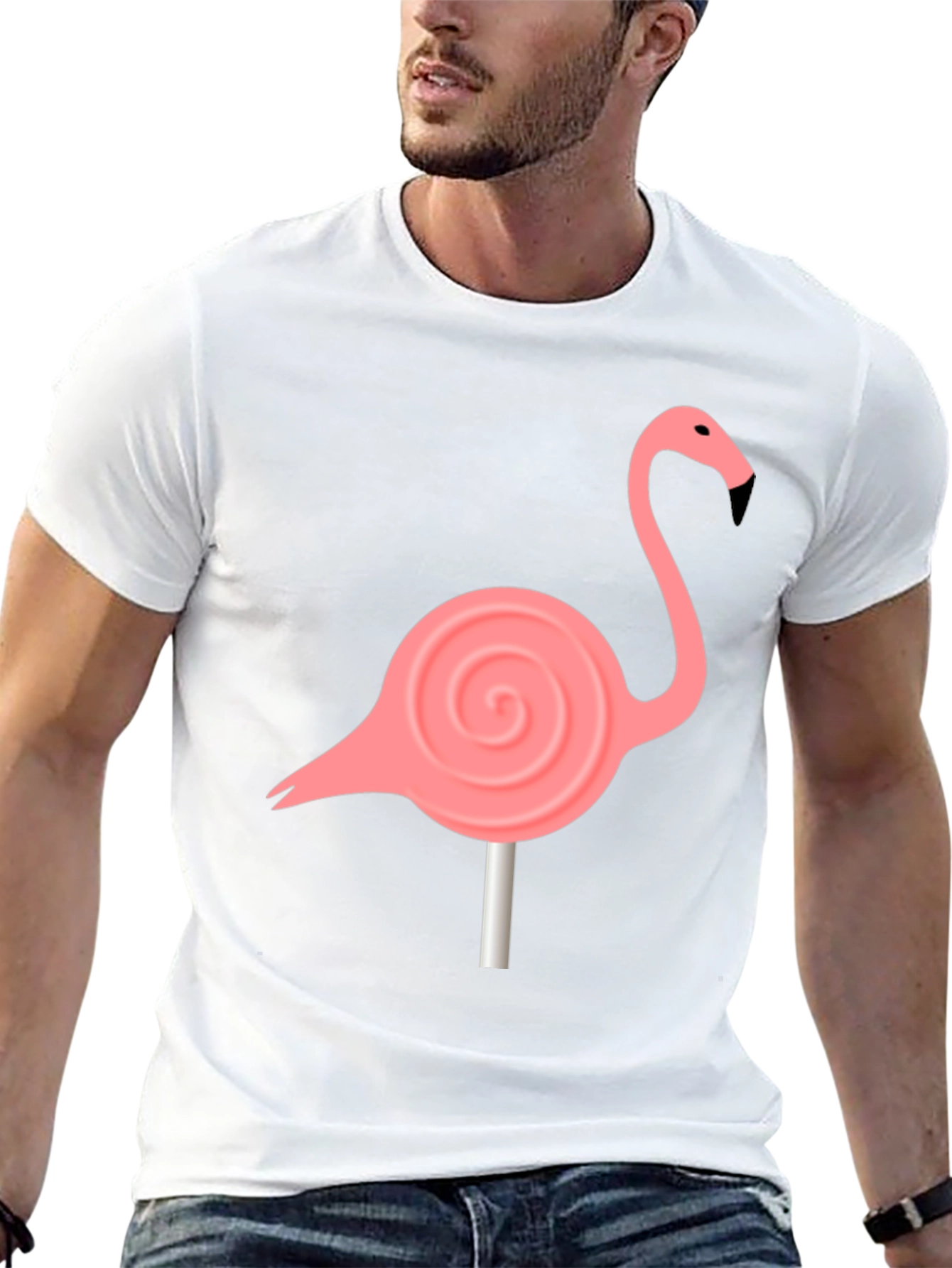 Flamingo Lollipop Graphic Tee - Black Cotton Blend