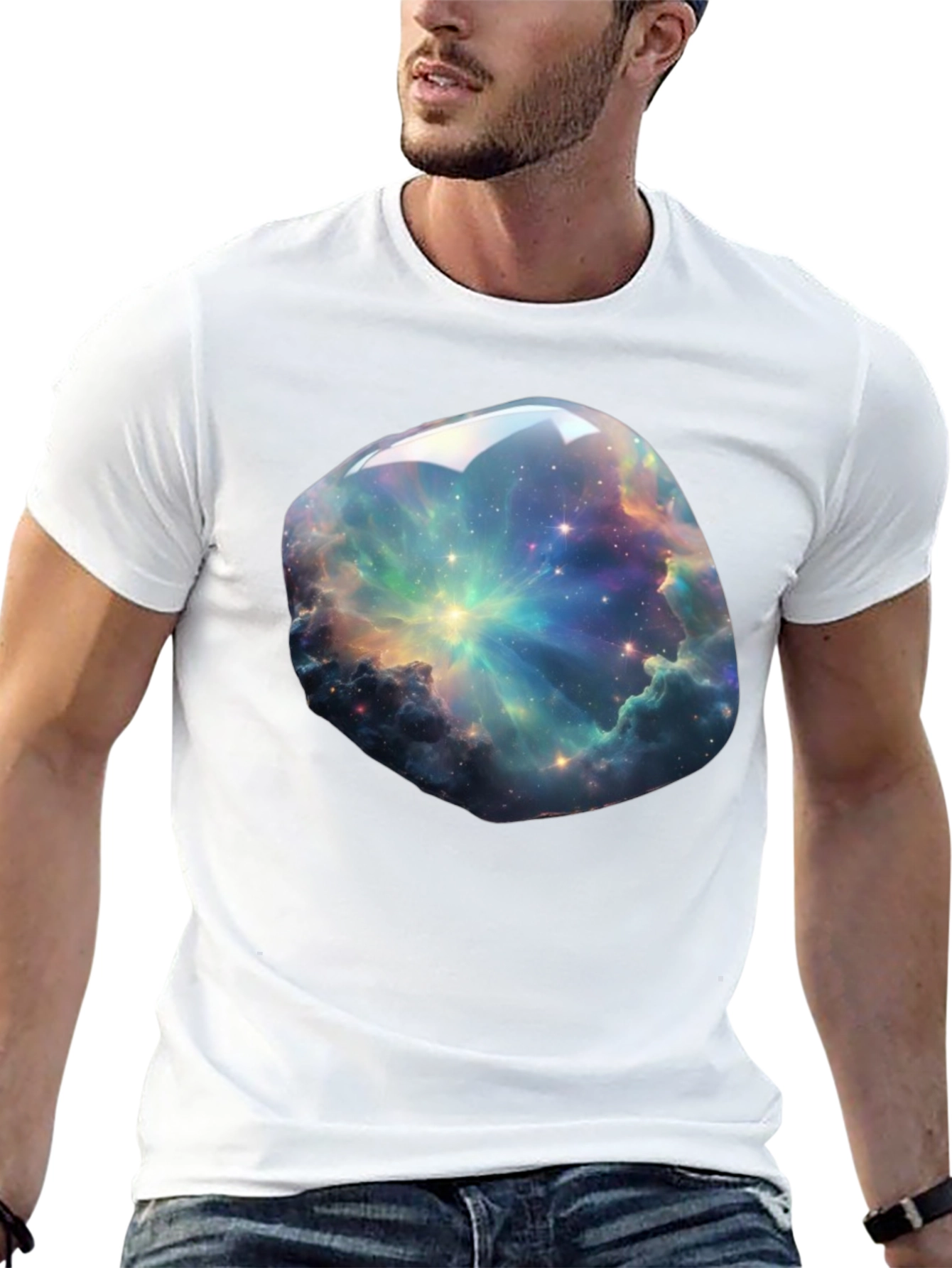 Galaxy Nebula Print T-Shirt - Cosmic Style