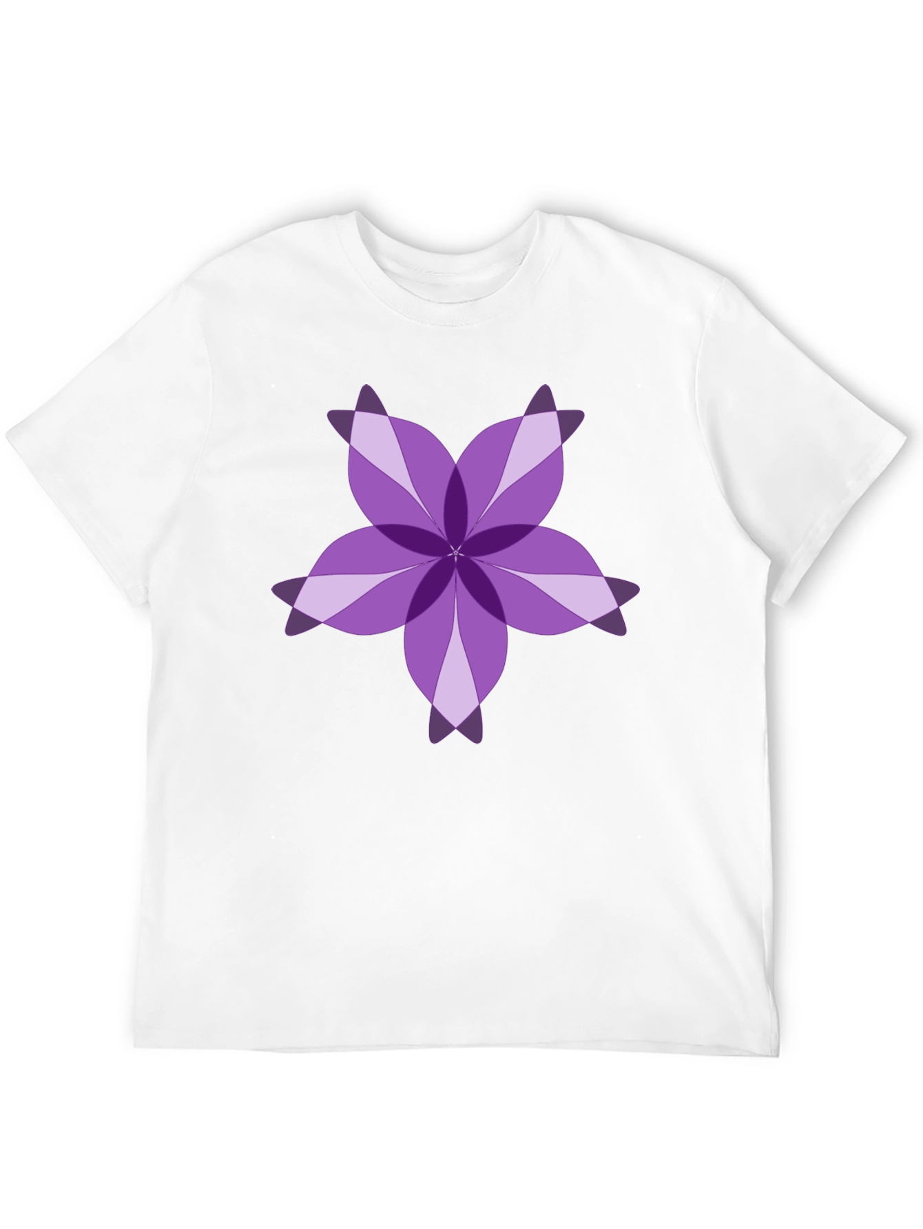 Purple Floral Design Black T-Shirt
